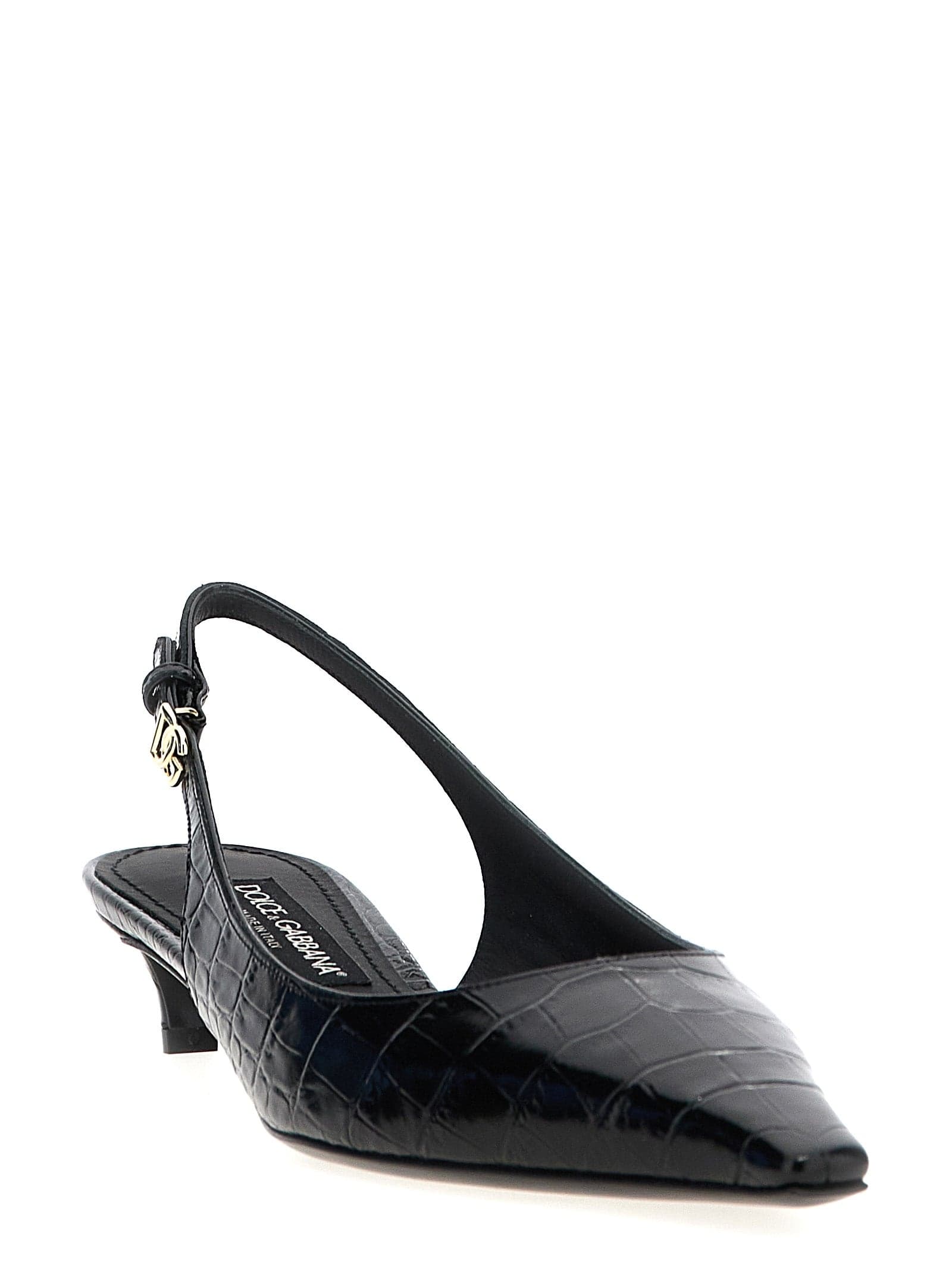 Dolce & Gabbana Black Calfskin Mid Heel Pumps - 2