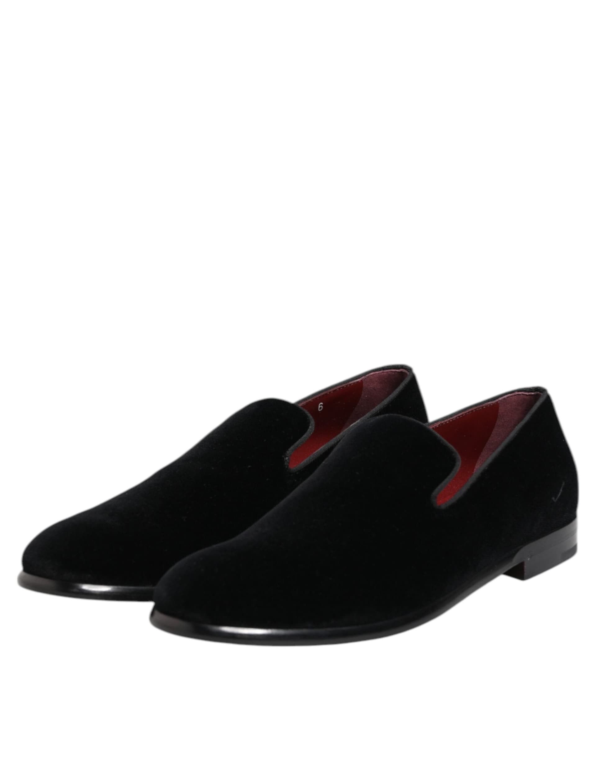 Dolce & Gabbana Black Velvet Loafers Formal Men Dress Shoes - 3