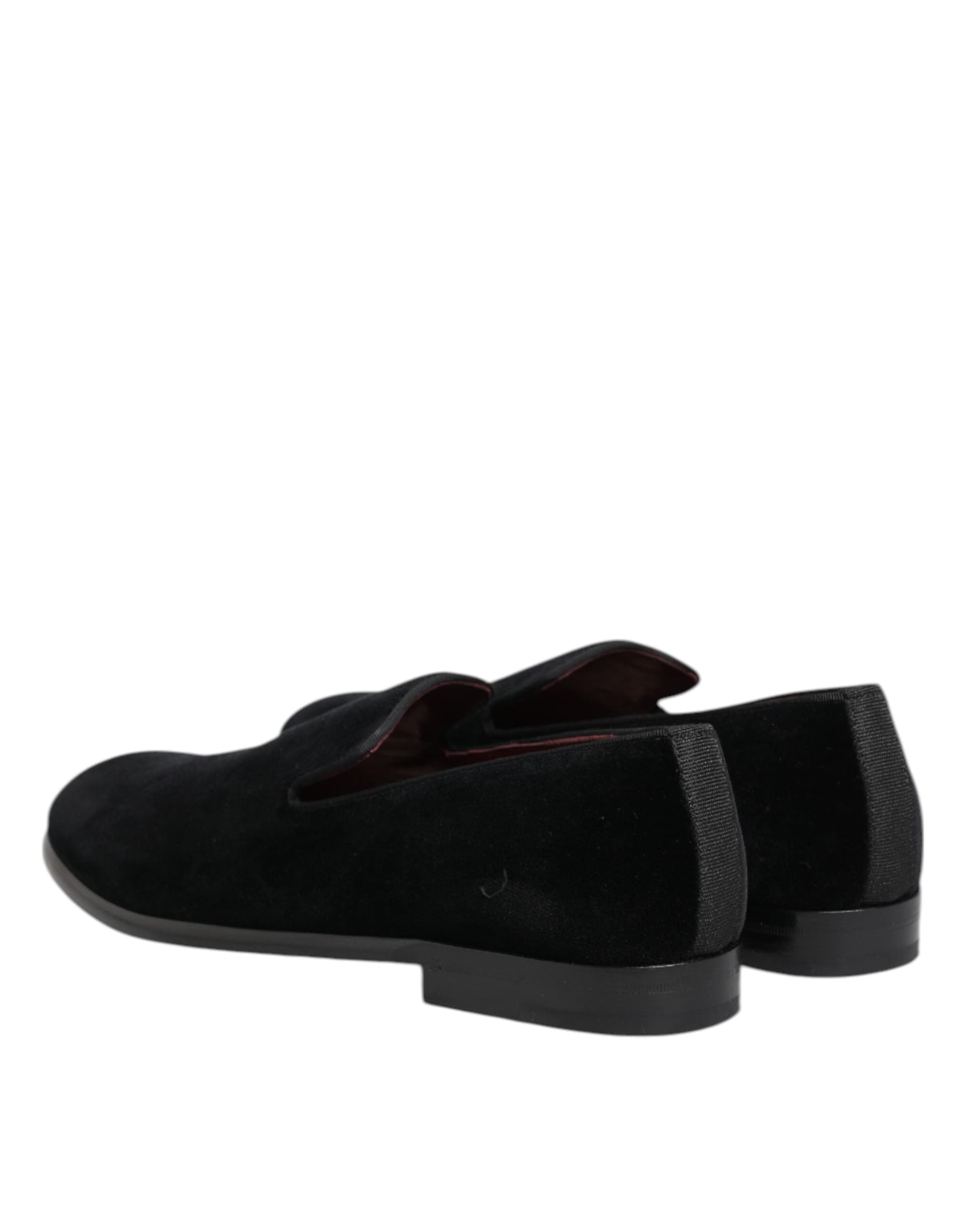 Dolce & Gabbana Black Velvet Loafers Formal Men Dress Shoes - 4