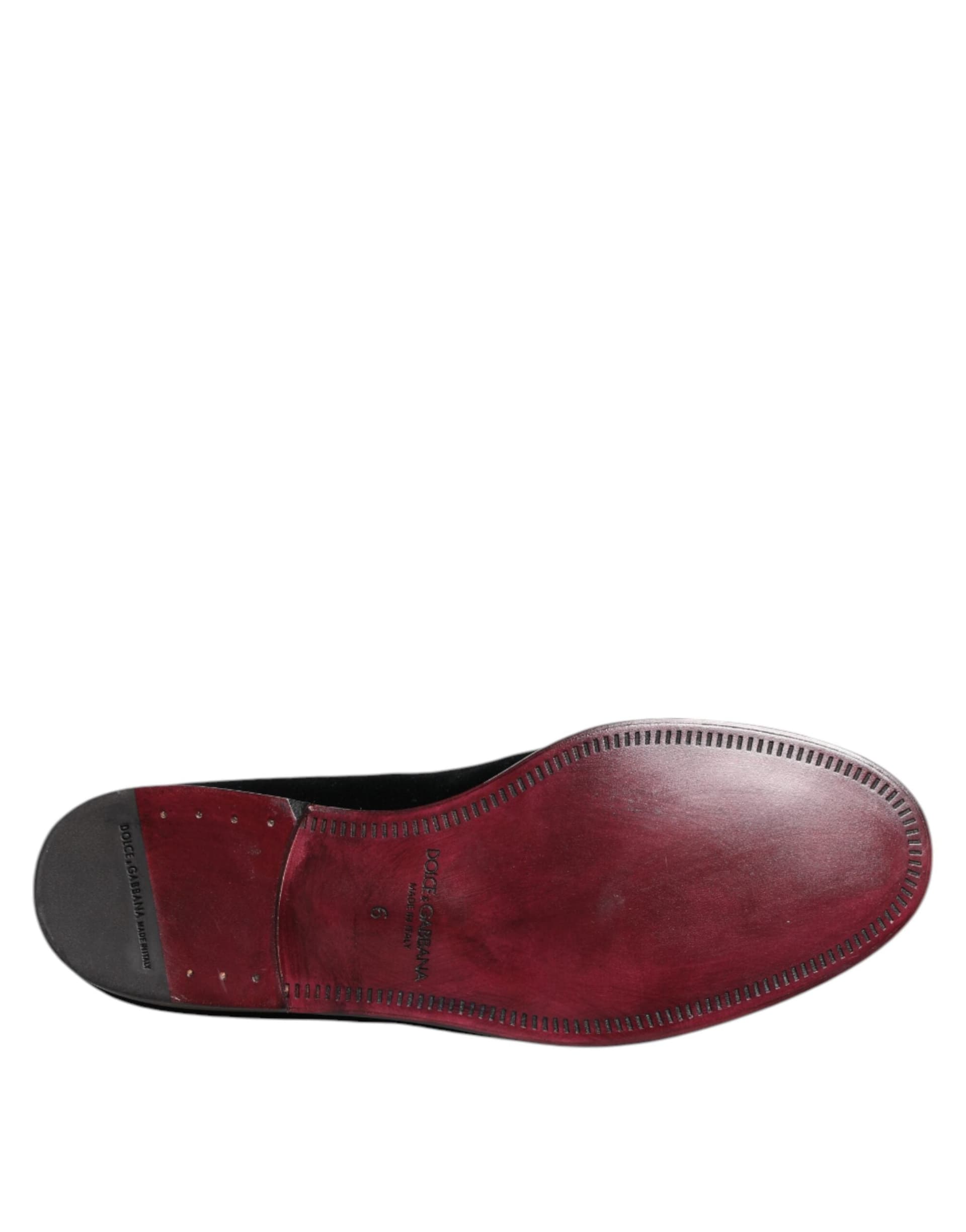 Dolce & Gabbana Black Velvet Loafers Formal Men Dress Shoes - 8