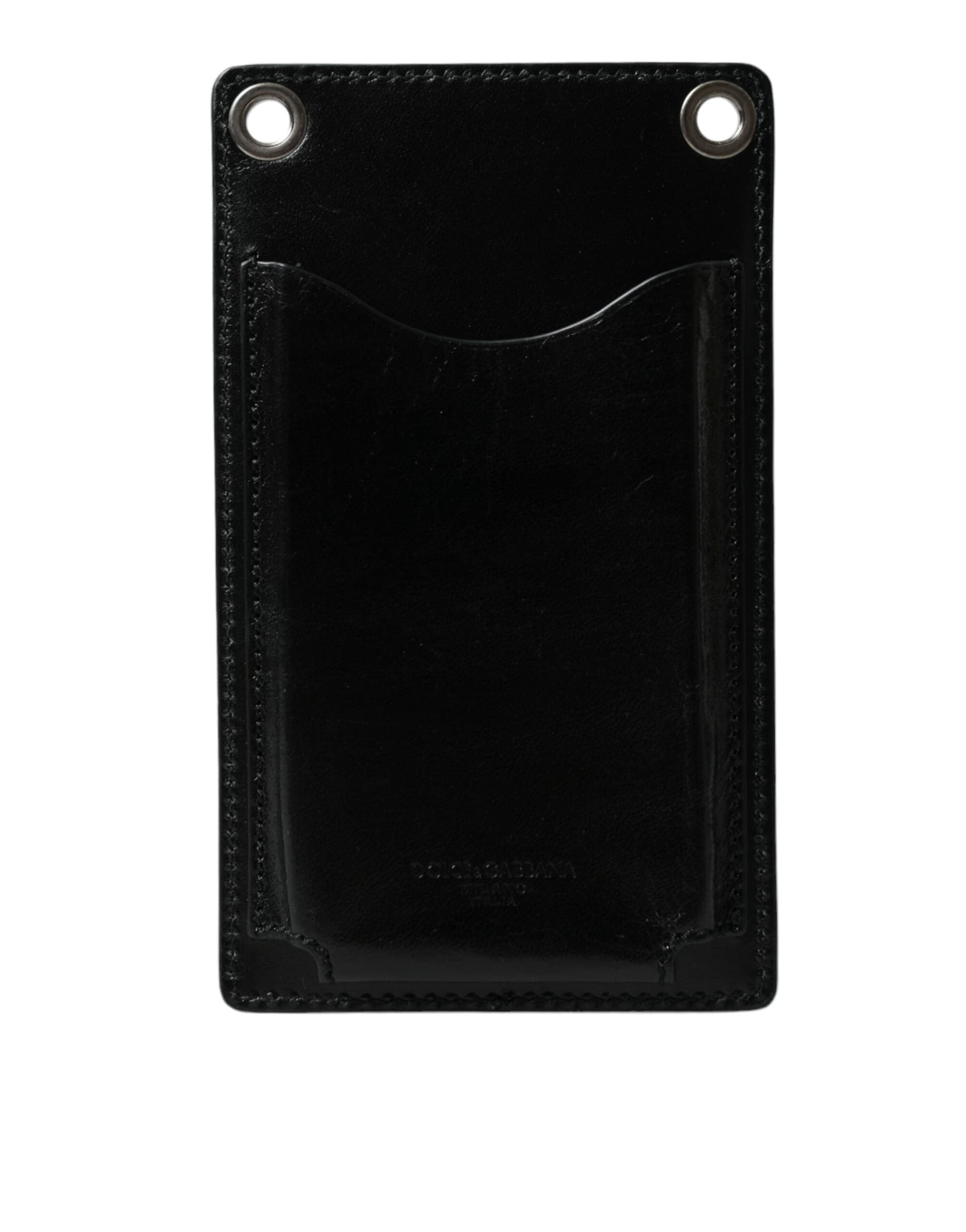 Dolce & Gabbana Wallet Black Horse Leather Zip Logo Cross Body Phone Slot - 2