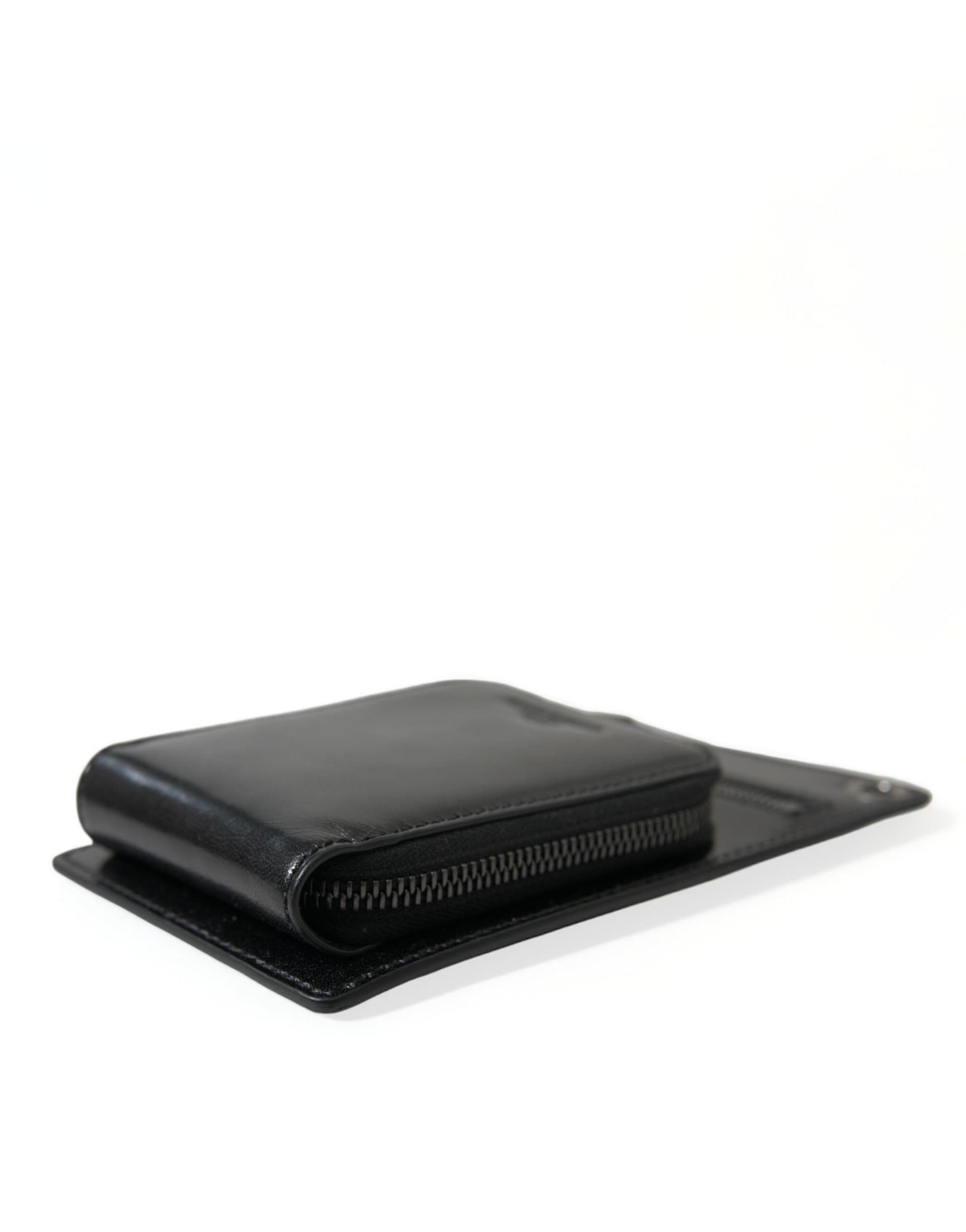 Dolce & Gabbana Wallet Black Horse Leather Zip Logo Cross Body Phone Slot - 3