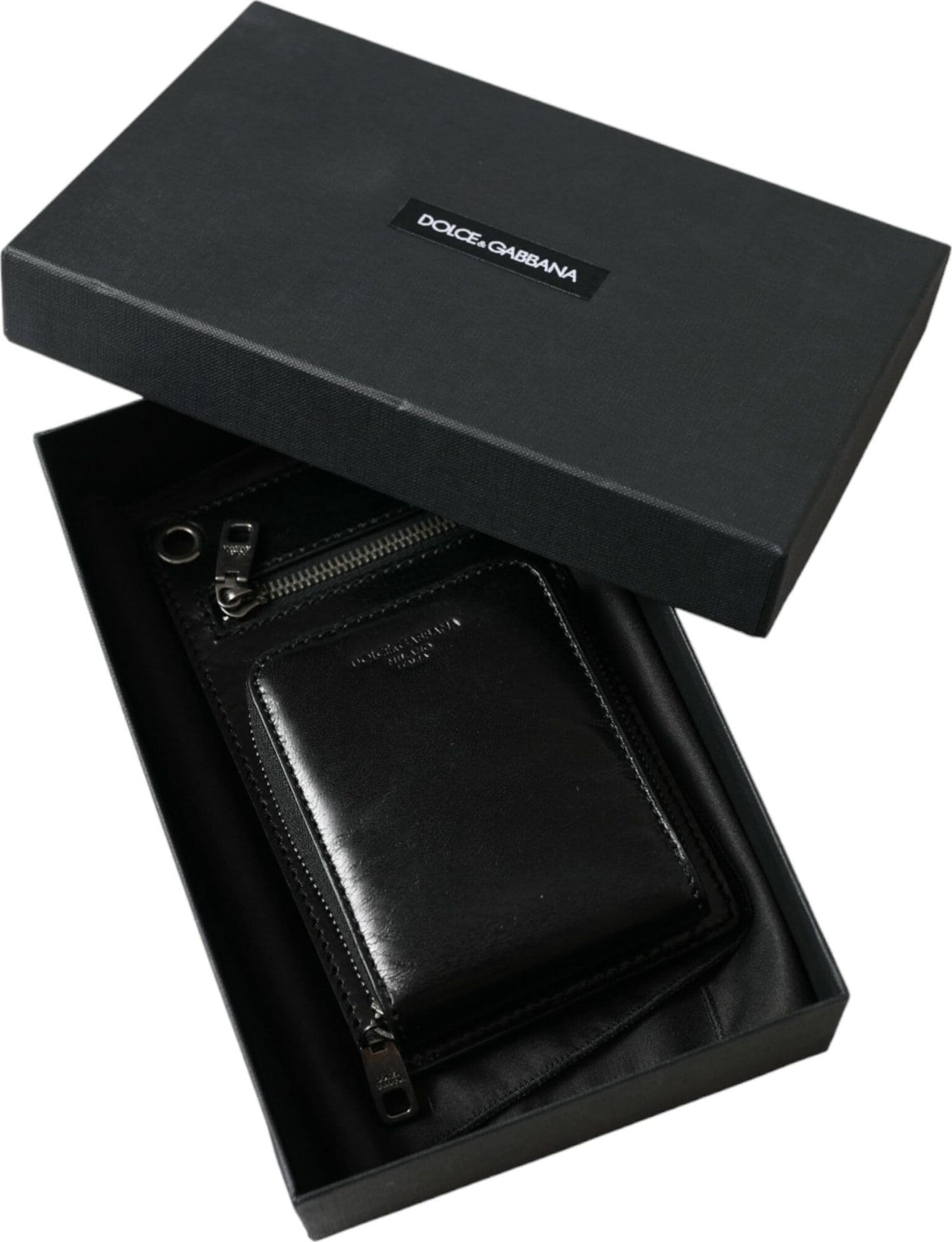 Dolce & Gabbana Wallet Black Horse Leather Zip Logo Cross Body Phone Slot - 5