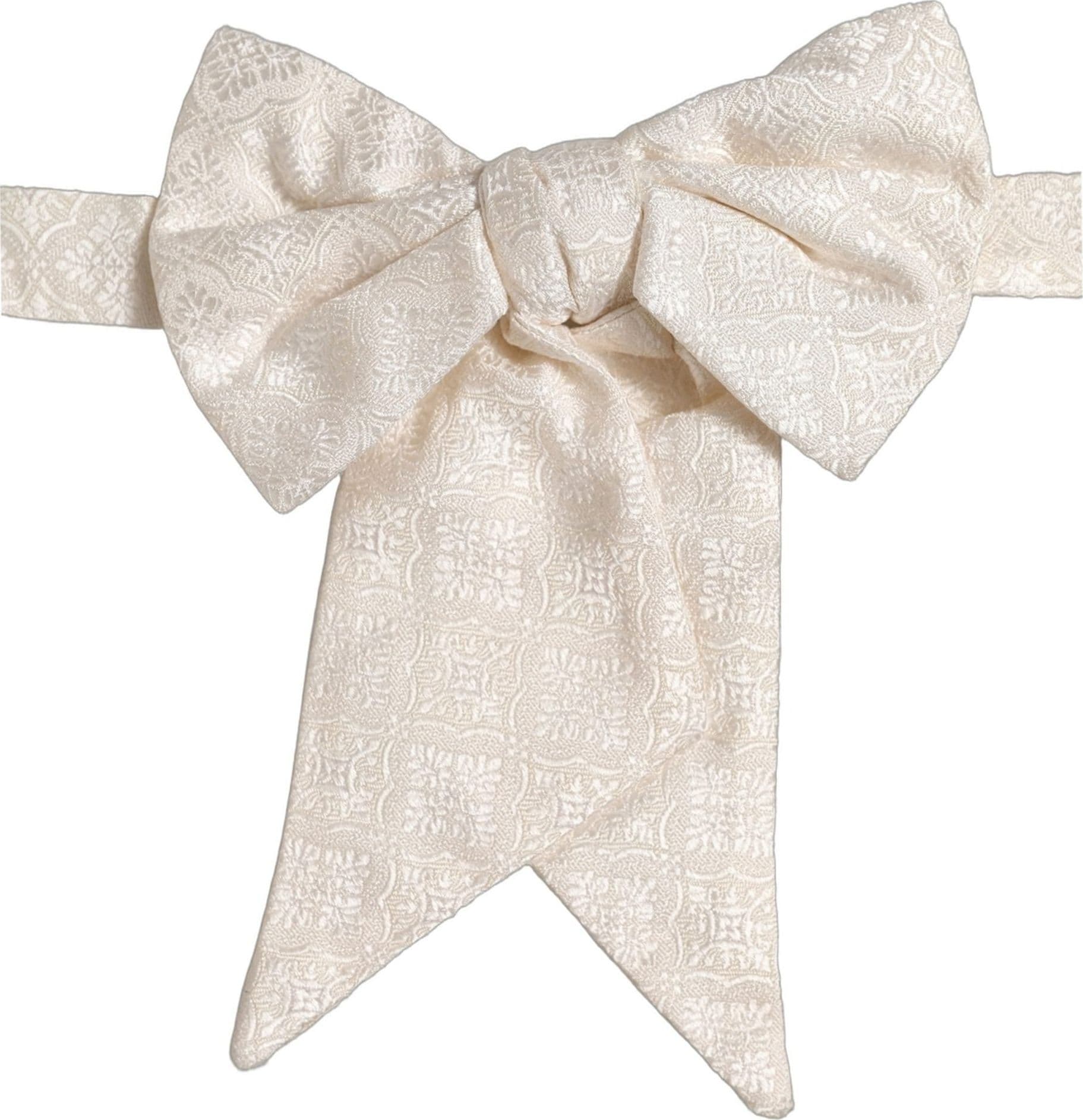 Dolce & Gabbana Men White Jacquard Silk Adjustable Neck Papillon Bow Tie - 4