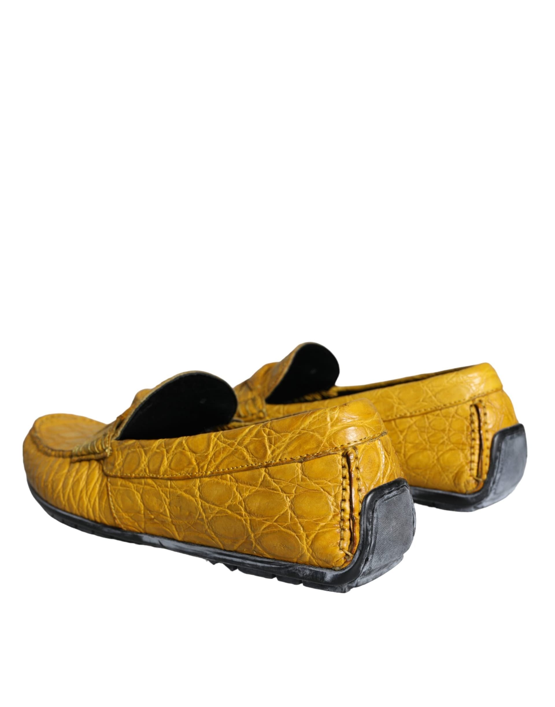 Dolce & Gabbana Yellow Leather Slip Mocassin Loafers Shoes - 3