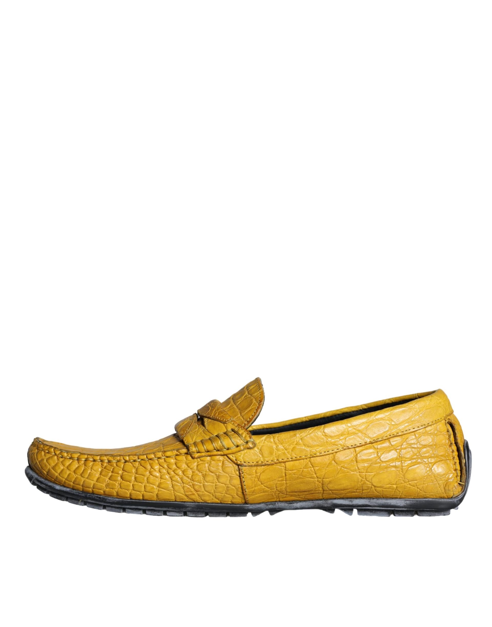 Dolce & Gabbana Yellow Leather Slip Mocassin Loafers Shoes - 5