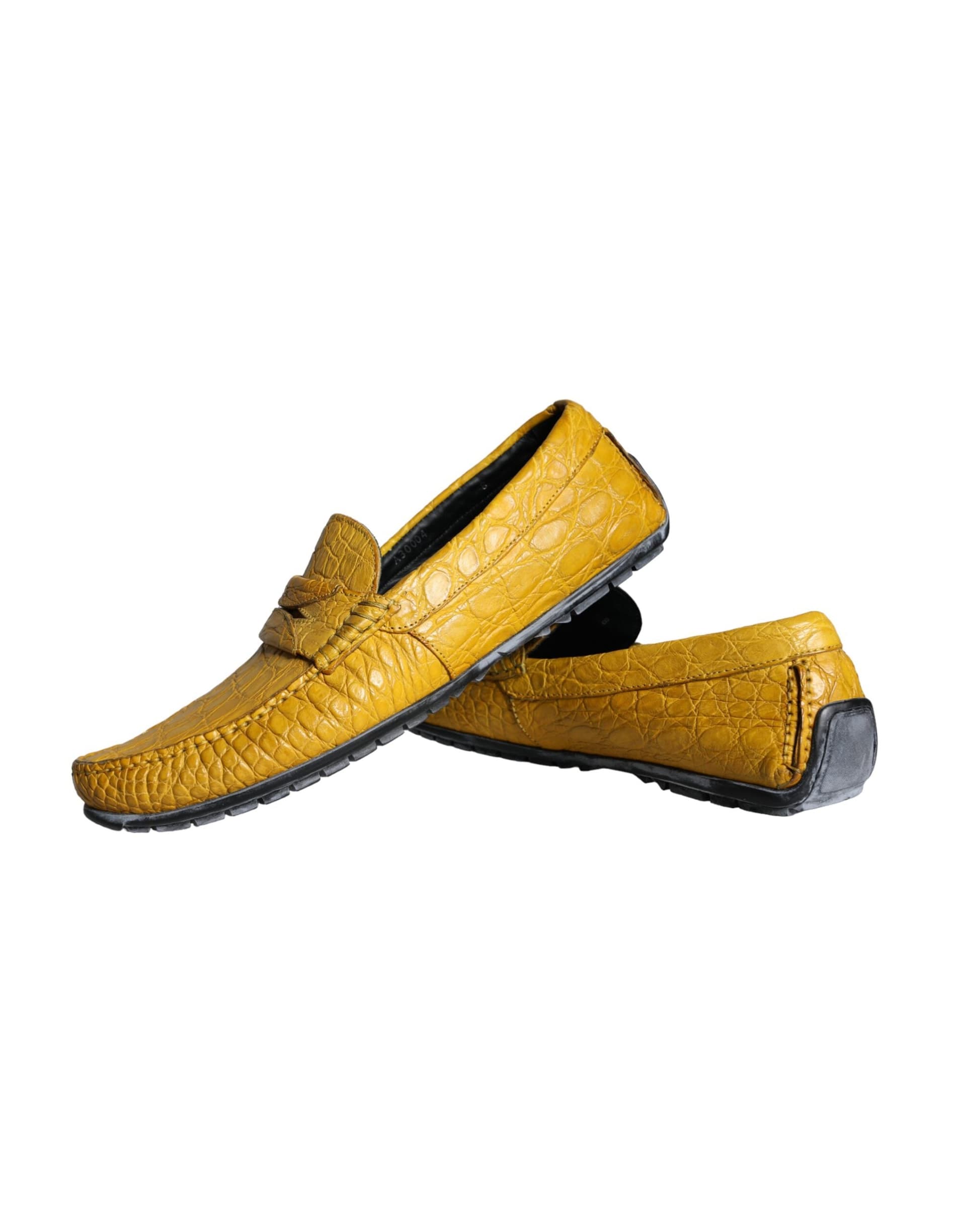 Dolce & Gabbana Yellow Leather Slip Mocassin Loafers Shoes - 7
