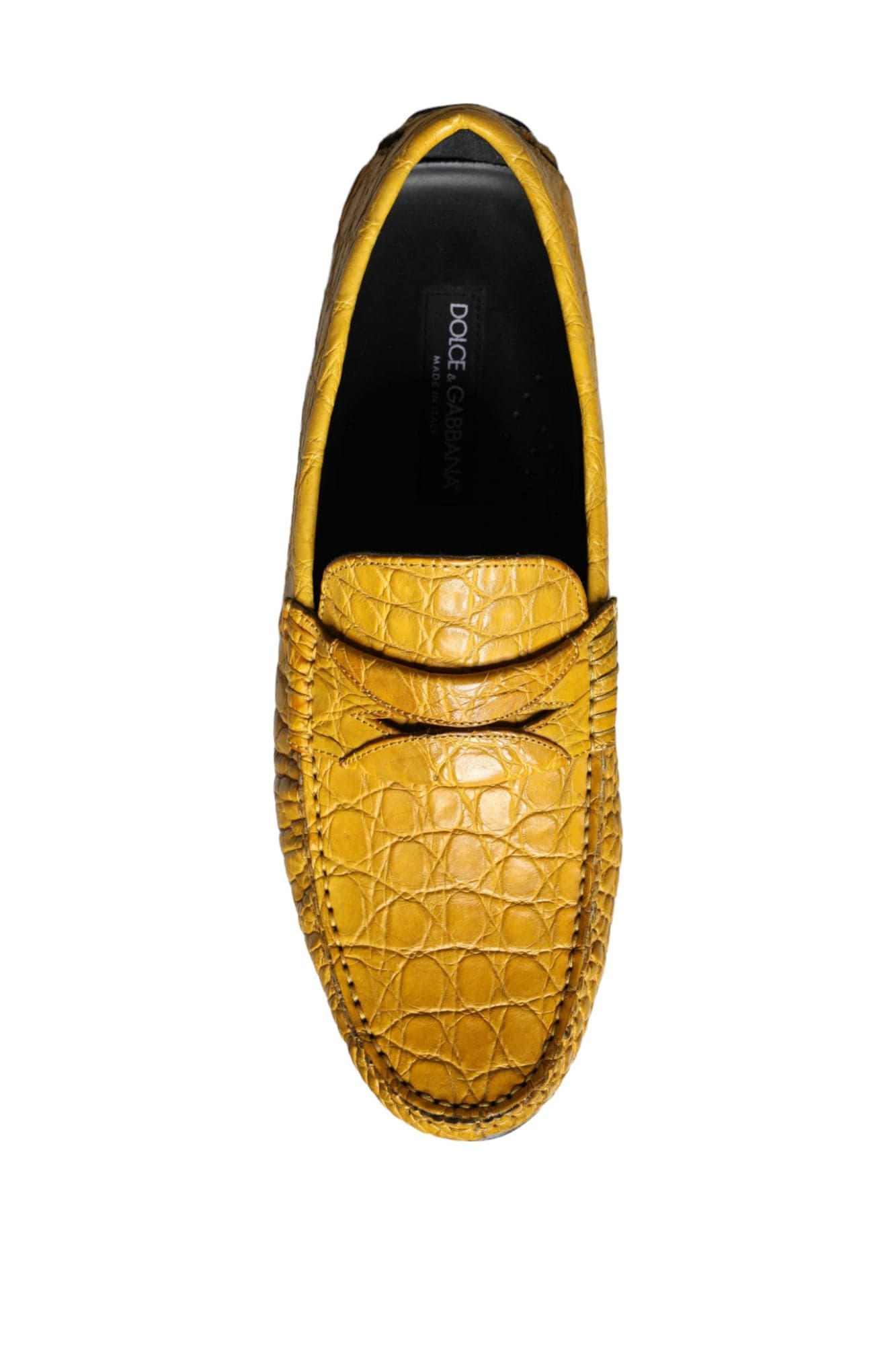 Dolce & Gabbana Yellow Leather Slip Mocassin Loafers Shoes - 8