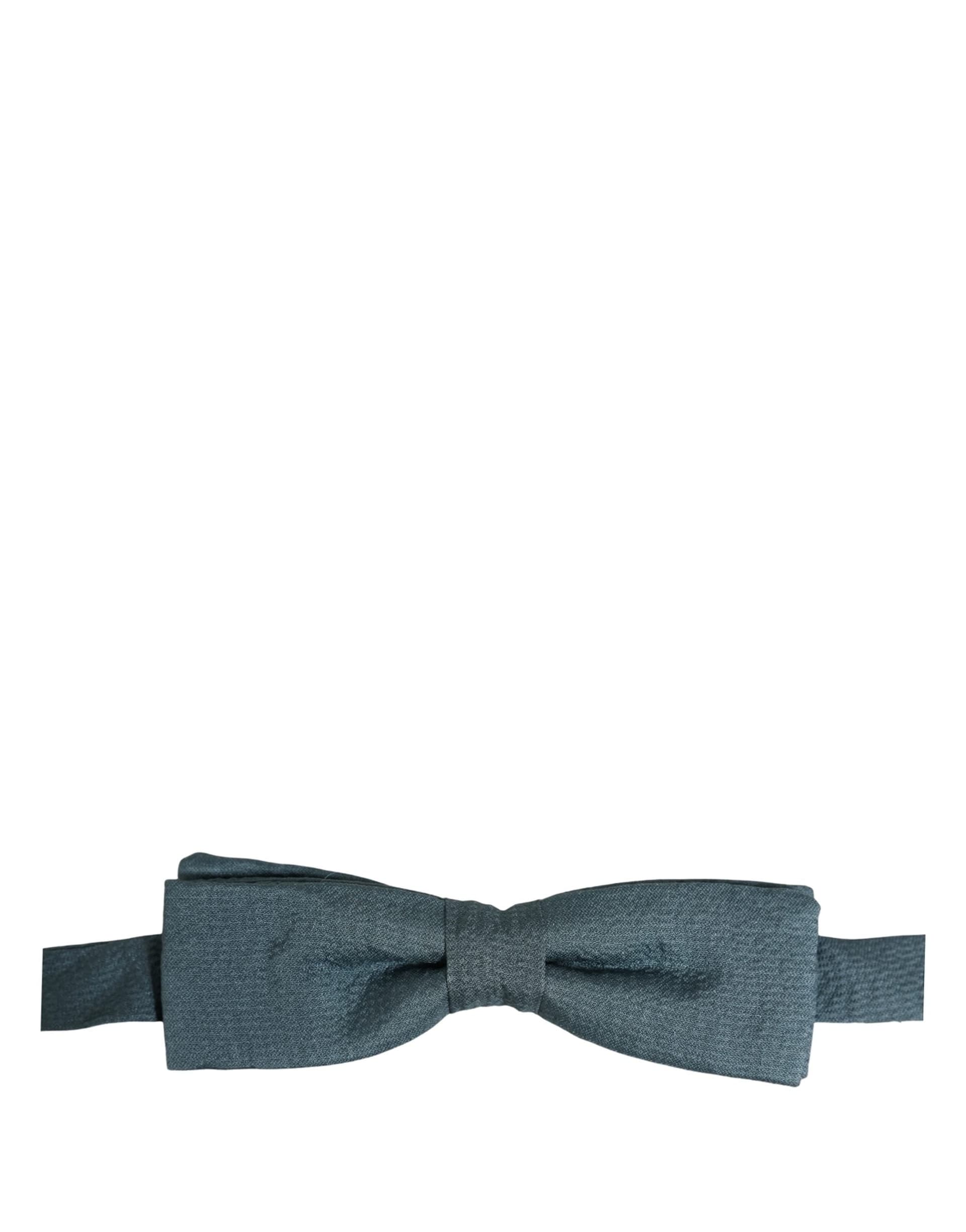 Dolce & Gabbana Men Steel Blue 100% Silk Adjustable Neck Papillon Bow Tie - 2