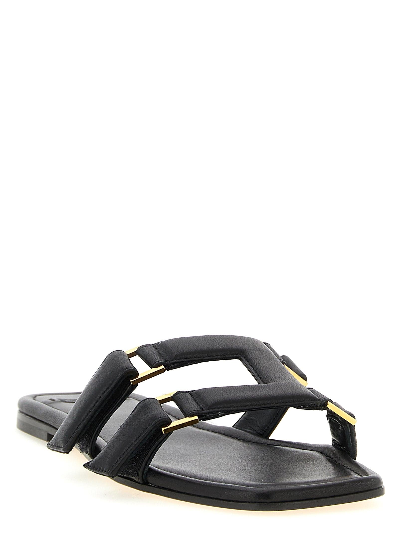 Elisabetta Franchi Black Lambskin Slides - 2