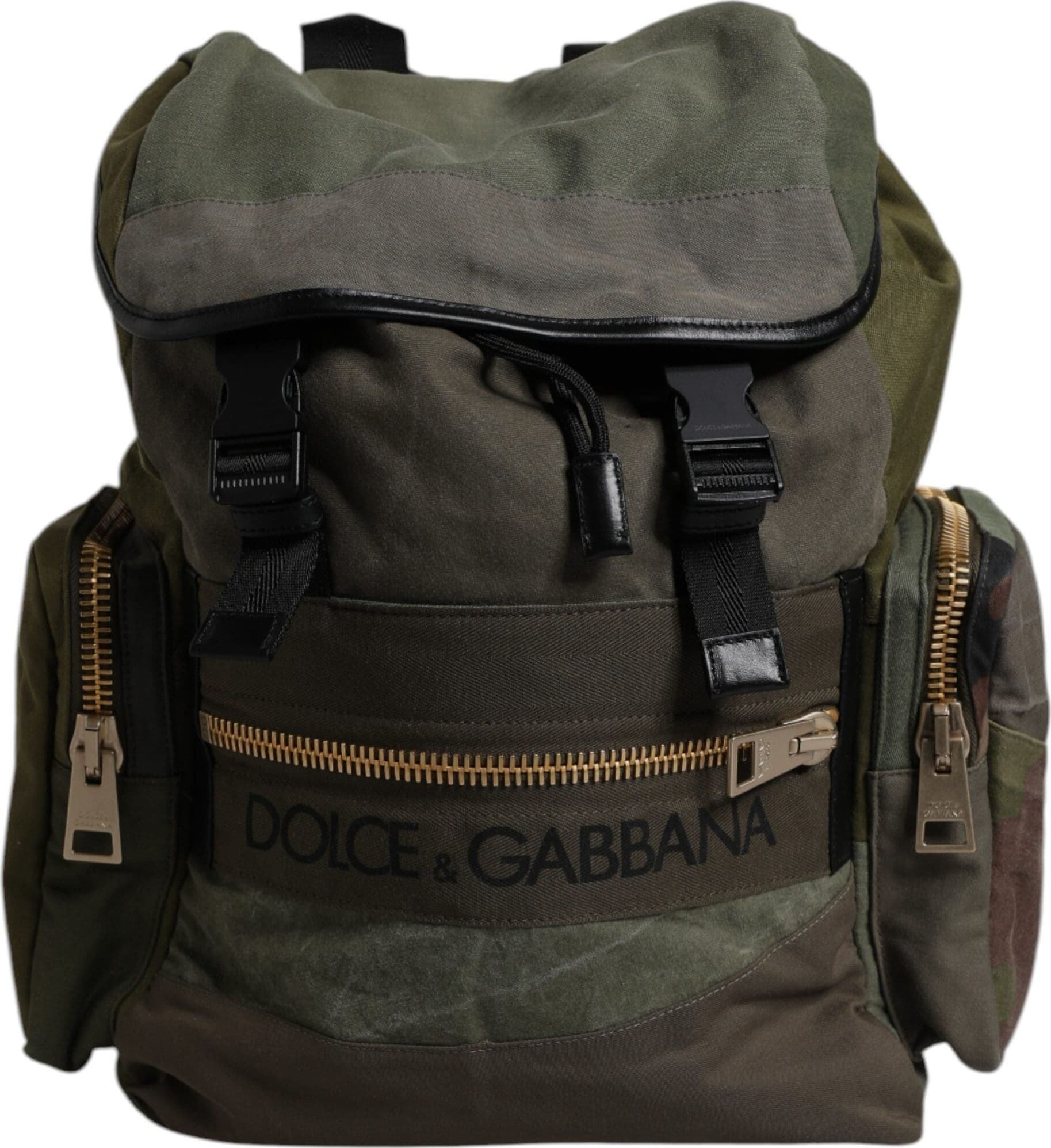 Dolce & Gabbana Military Green Patchwork School Backpack Bag - 5