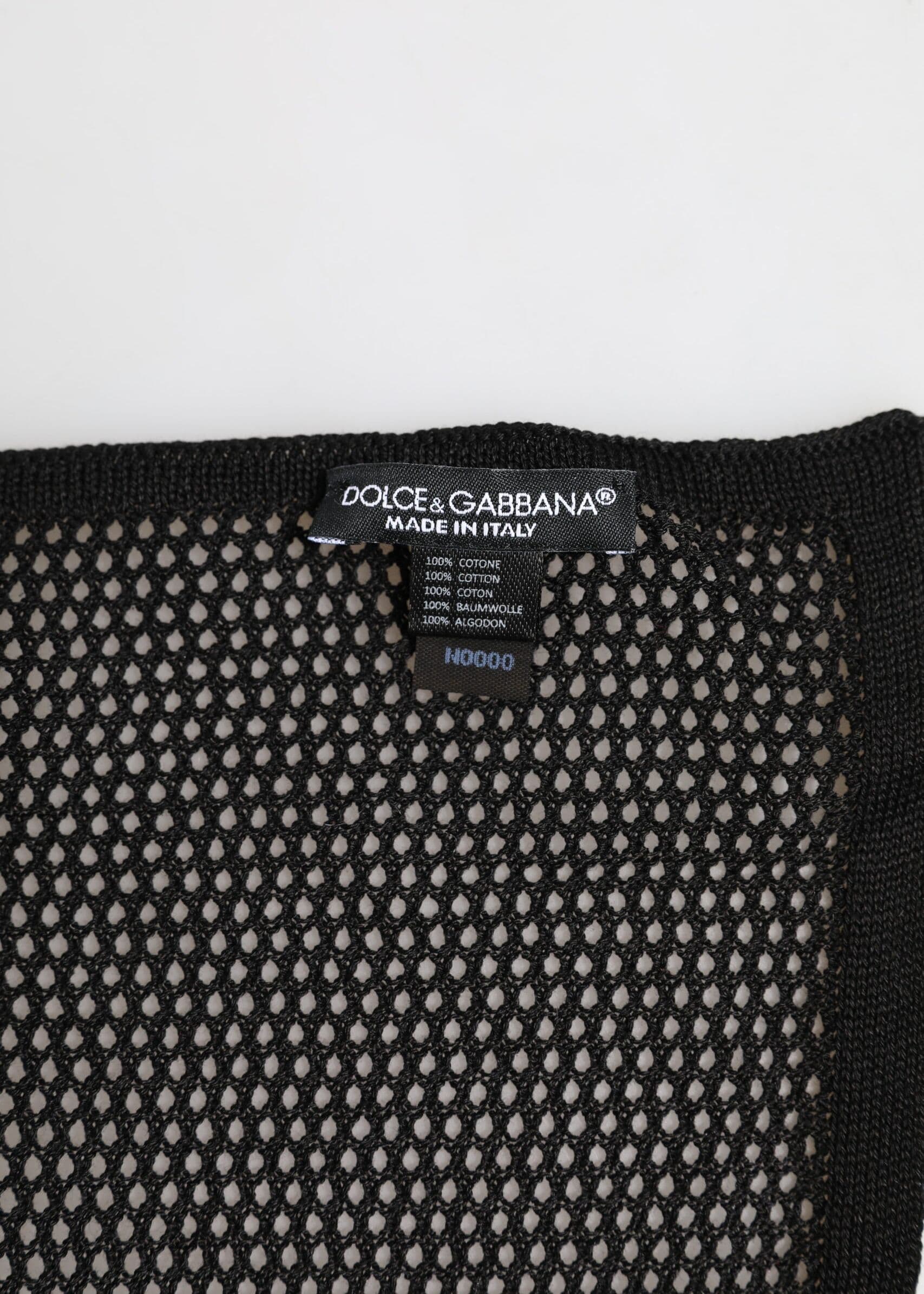 Dolce & Gabbana Black Patterned Cotton Square Foulard Scarf - 4