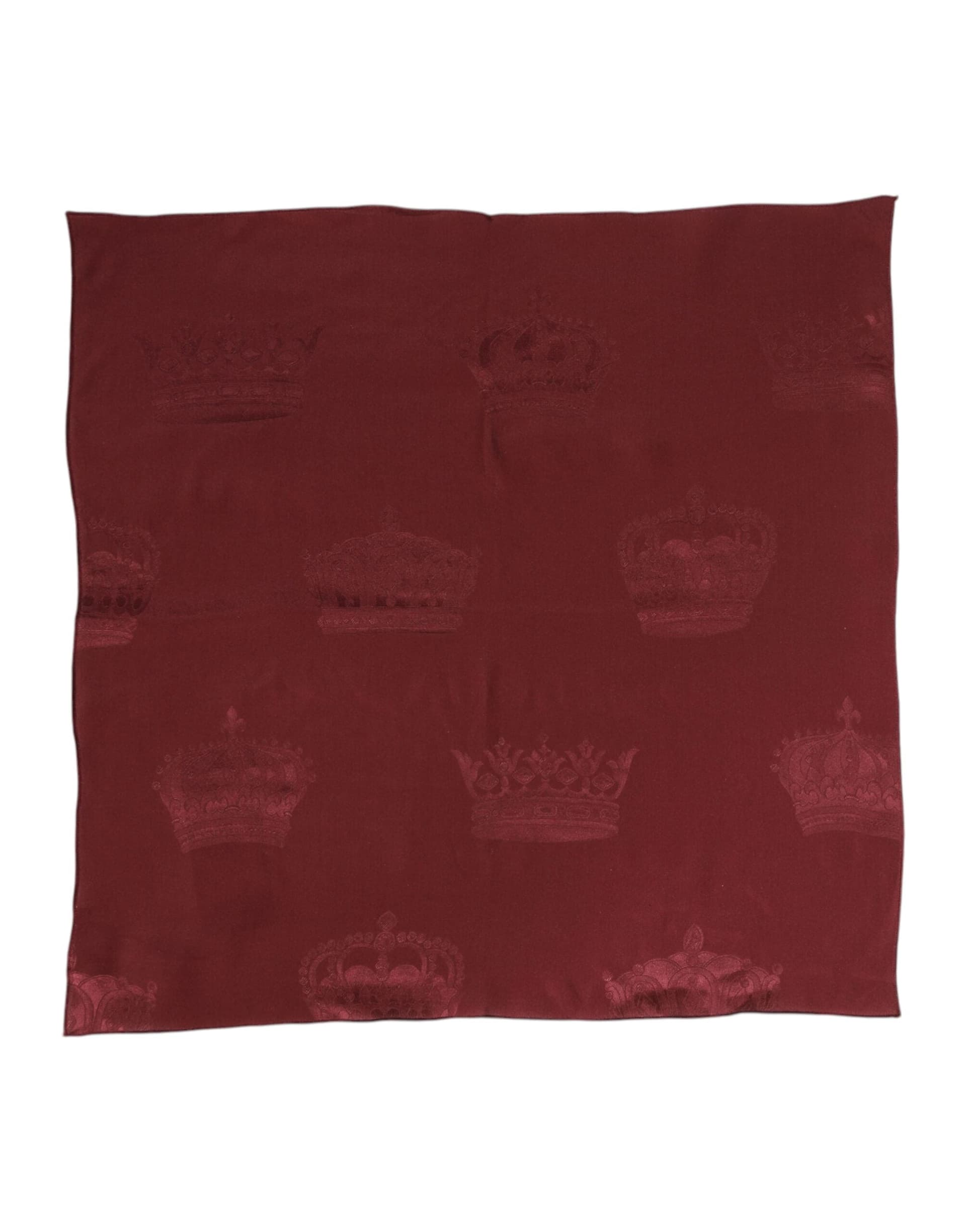Dolce & Gabbana Maroon Silk Crown Square Men Foulard Scarf - 2