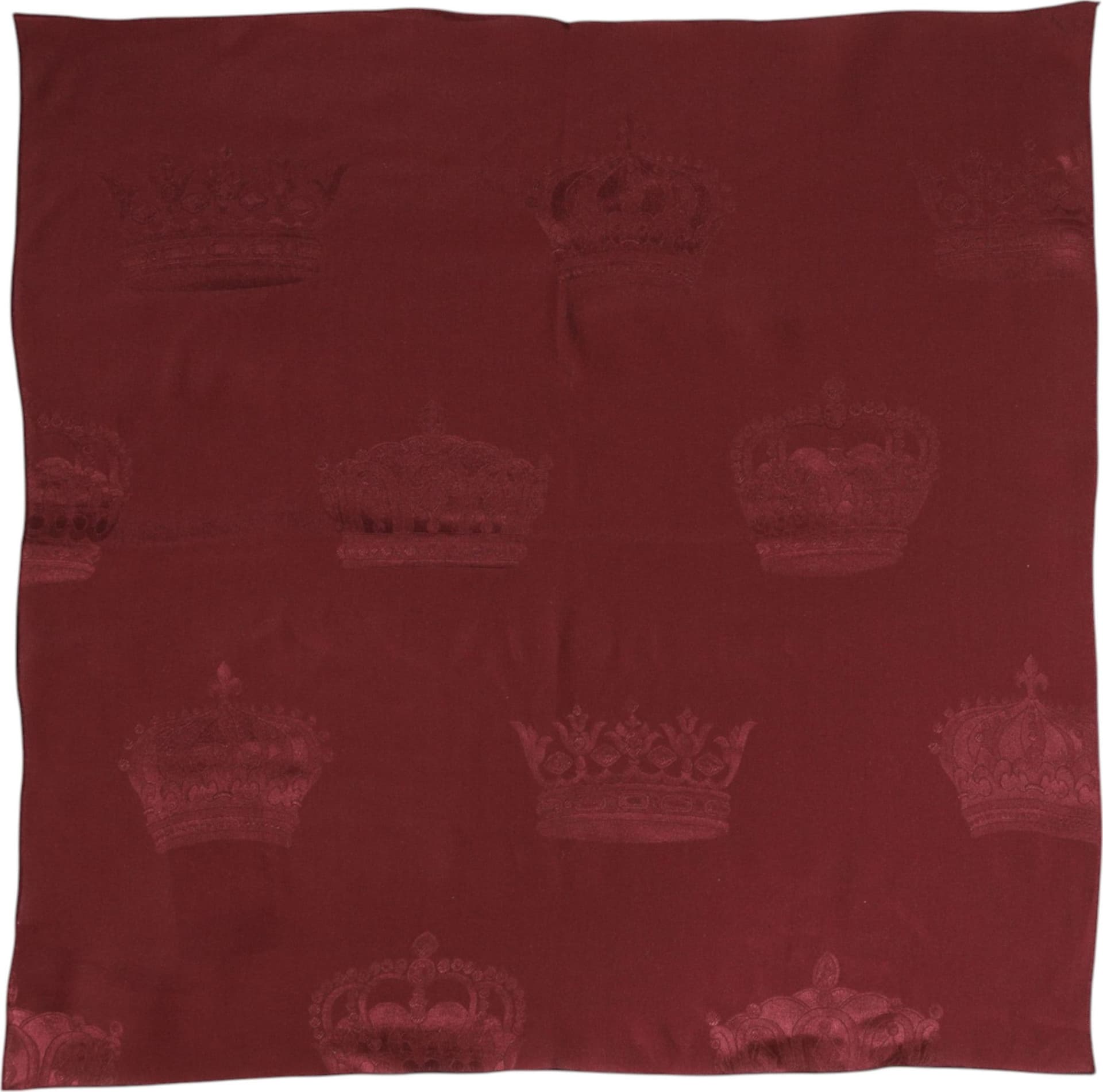 Dolce & Gabbana Maroon Silk Crown Square Men Foulard Scarf - 3
