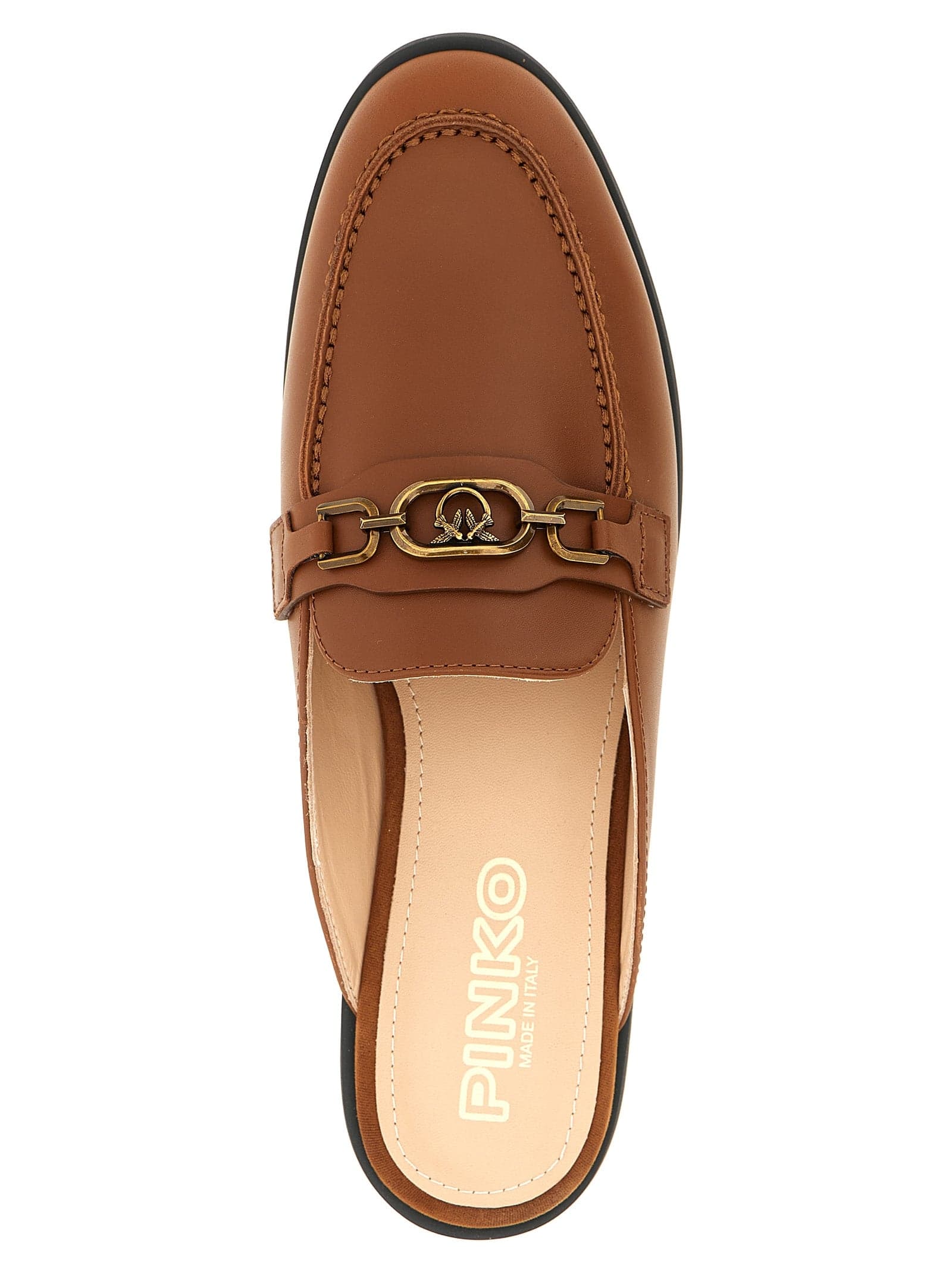 PINKO Brown Calfskin Flats - 4
