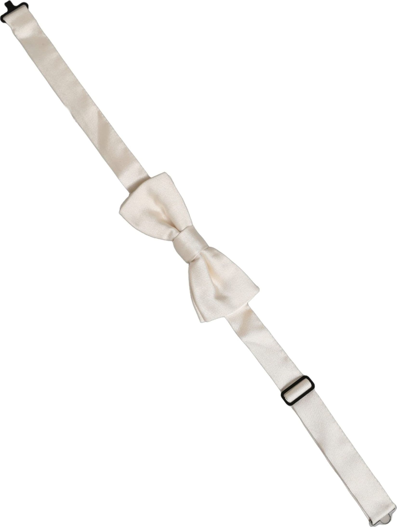 Dolce & Gabbana Men Off White 100% Silk Adjustable Neck Papillon Bow Tie - 3