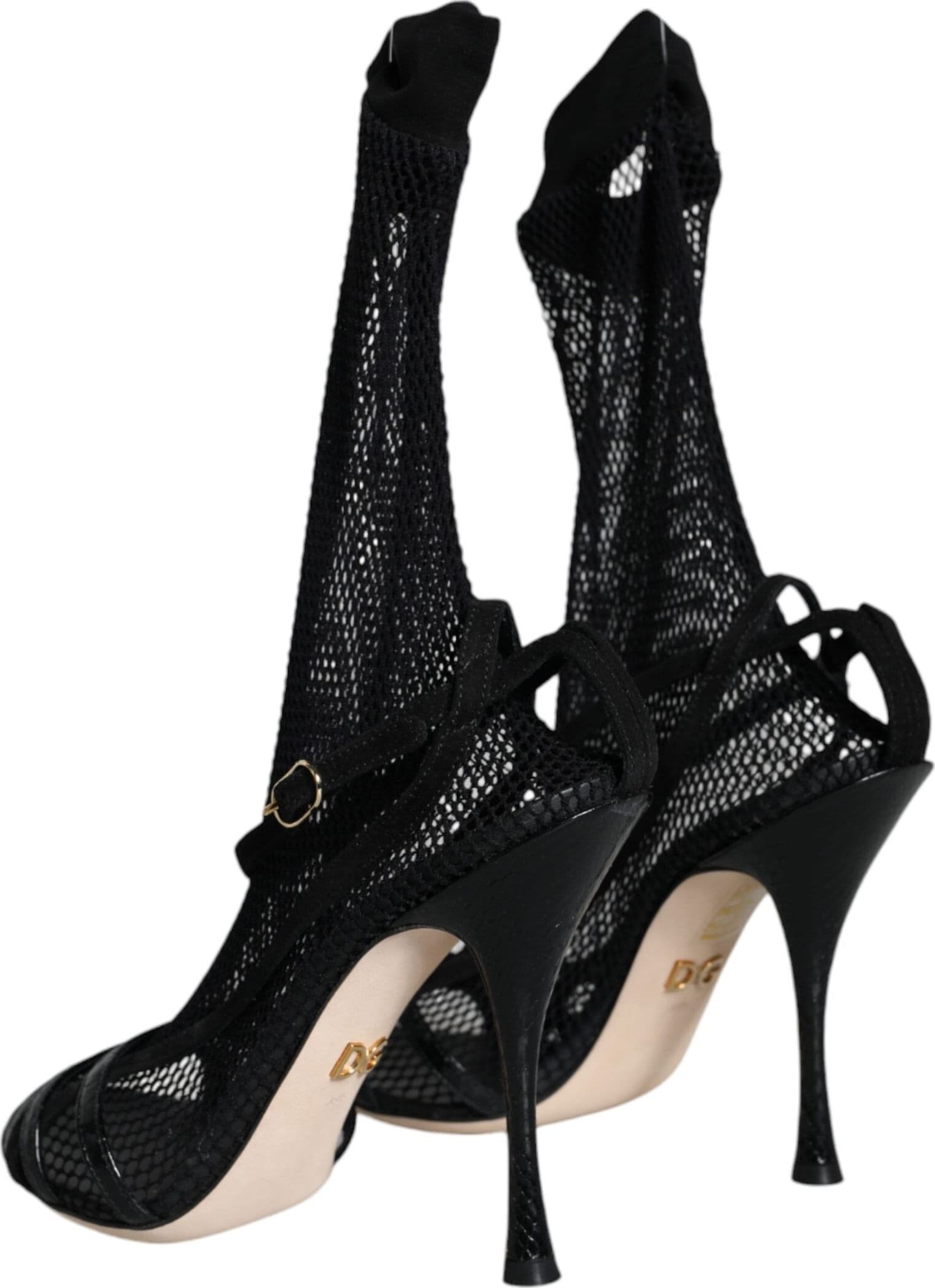 Dolce & Gabbana Black Mesh Stiletto Heels Sandals Shoes - 3