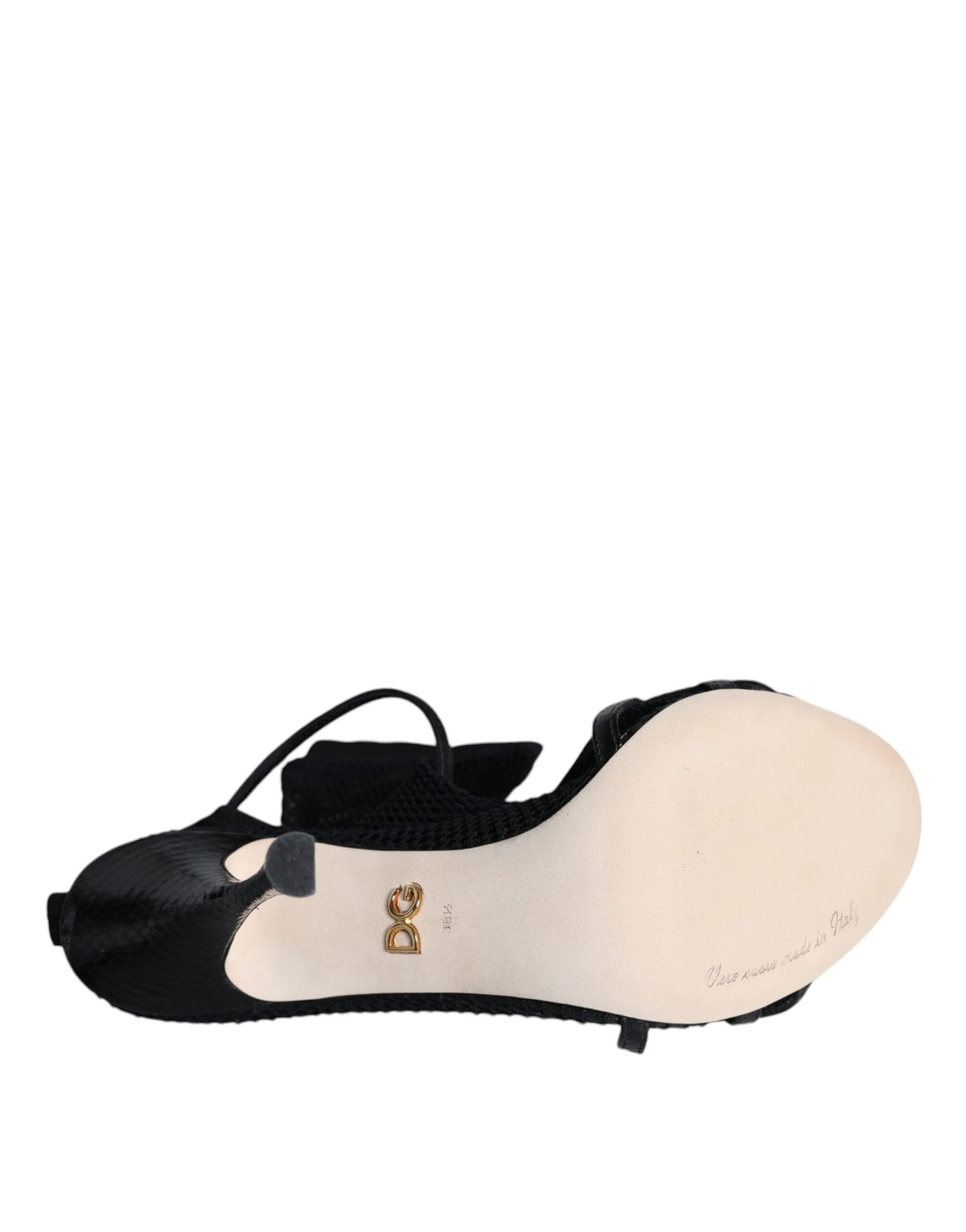 Dolce & Gabbana Black Mesh Stiletto Heels Sandals Shoes - 6