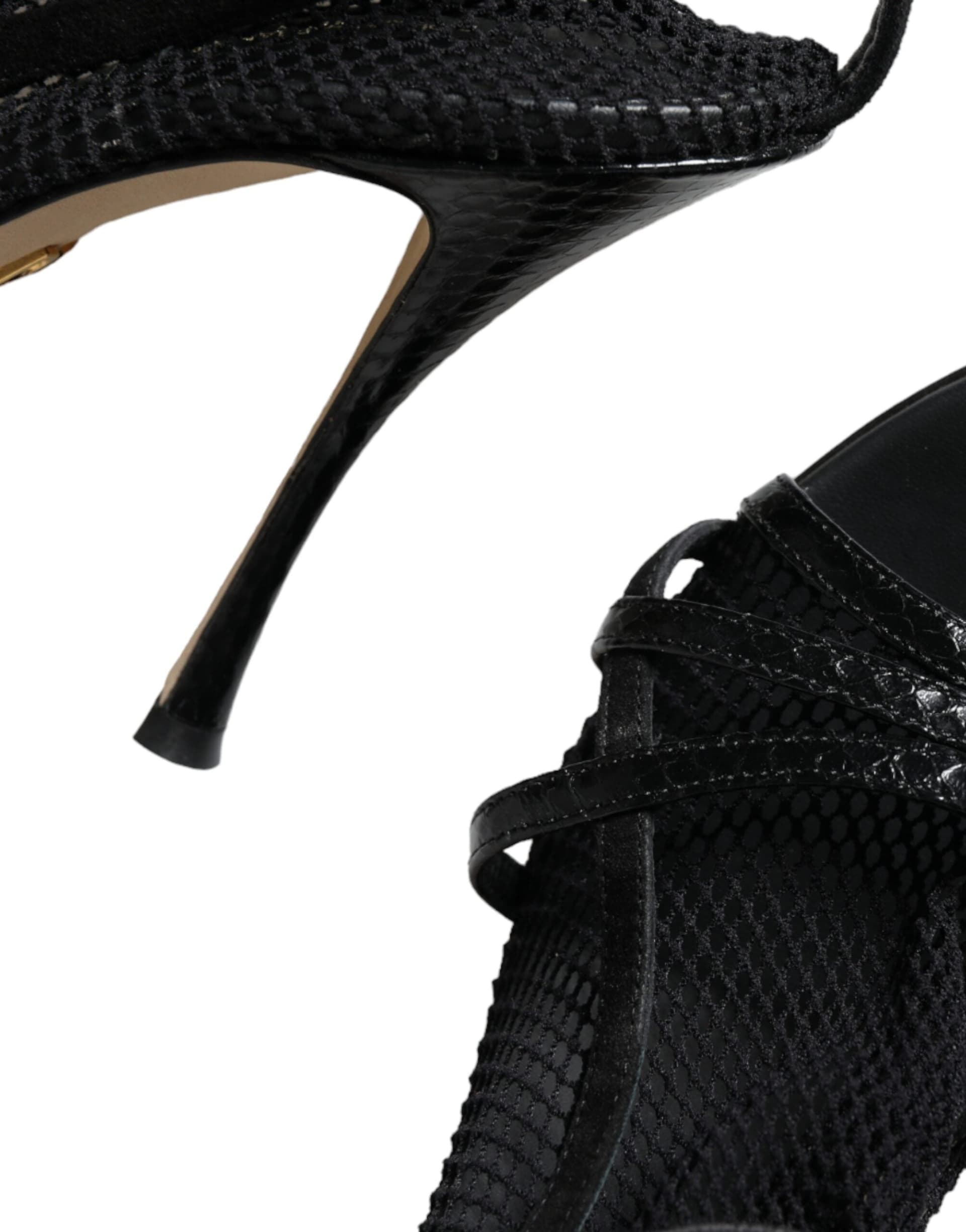Dolce & Gabbana Black Mesh Stiletto Heels Sandals Shoes - 8