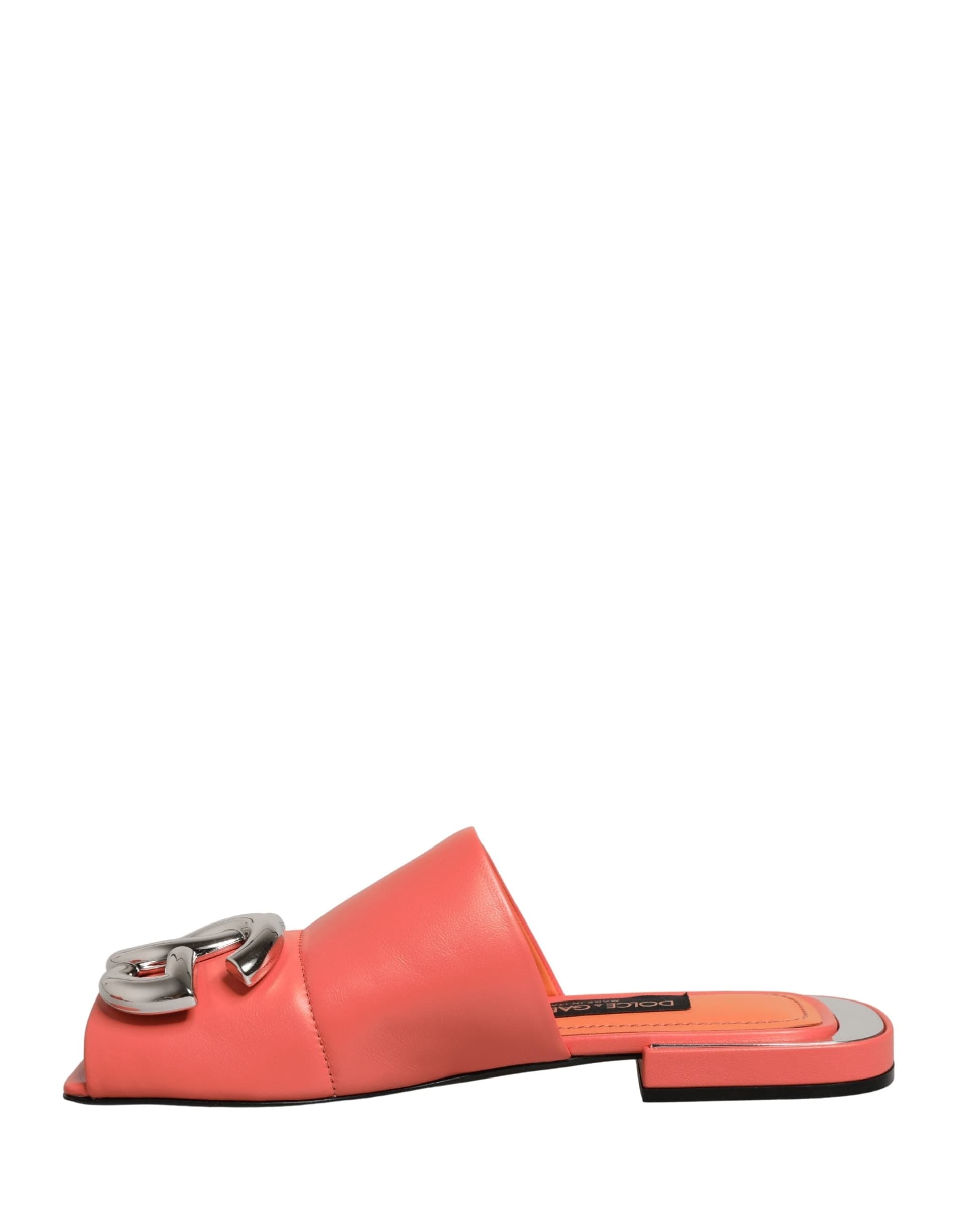 Dolce & Gabbana Orange DG Logo Leather Flats Sandals Shoes - 2