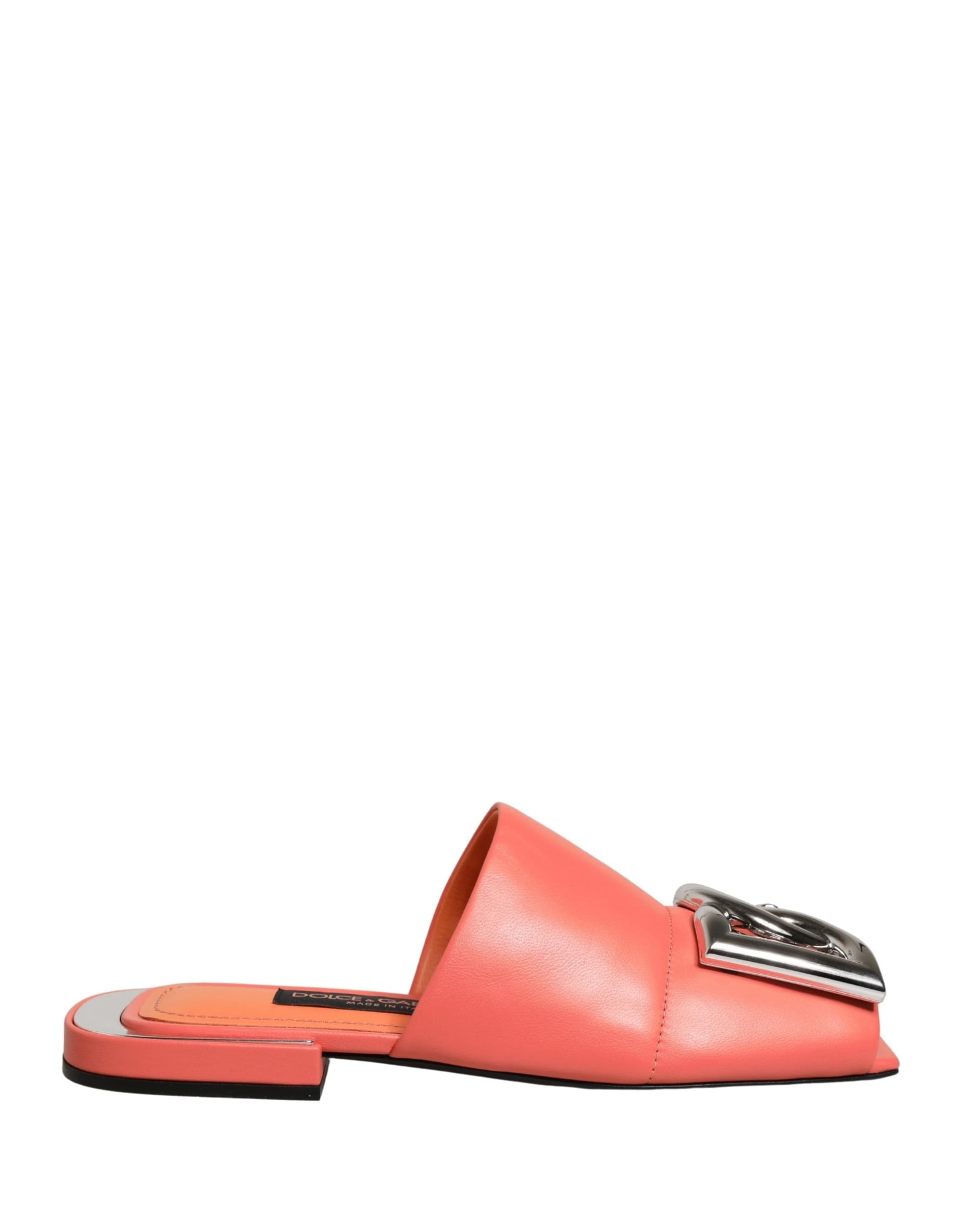 Dolce & Gabbana Orange DG Logo Leather Flats Sandals Shoes - 3