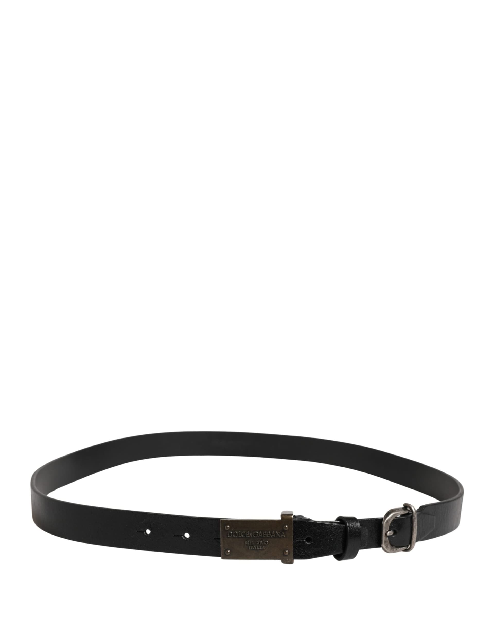Dolce & Gabbana Men Black Classic Leather Logo Buckle Belt - 3