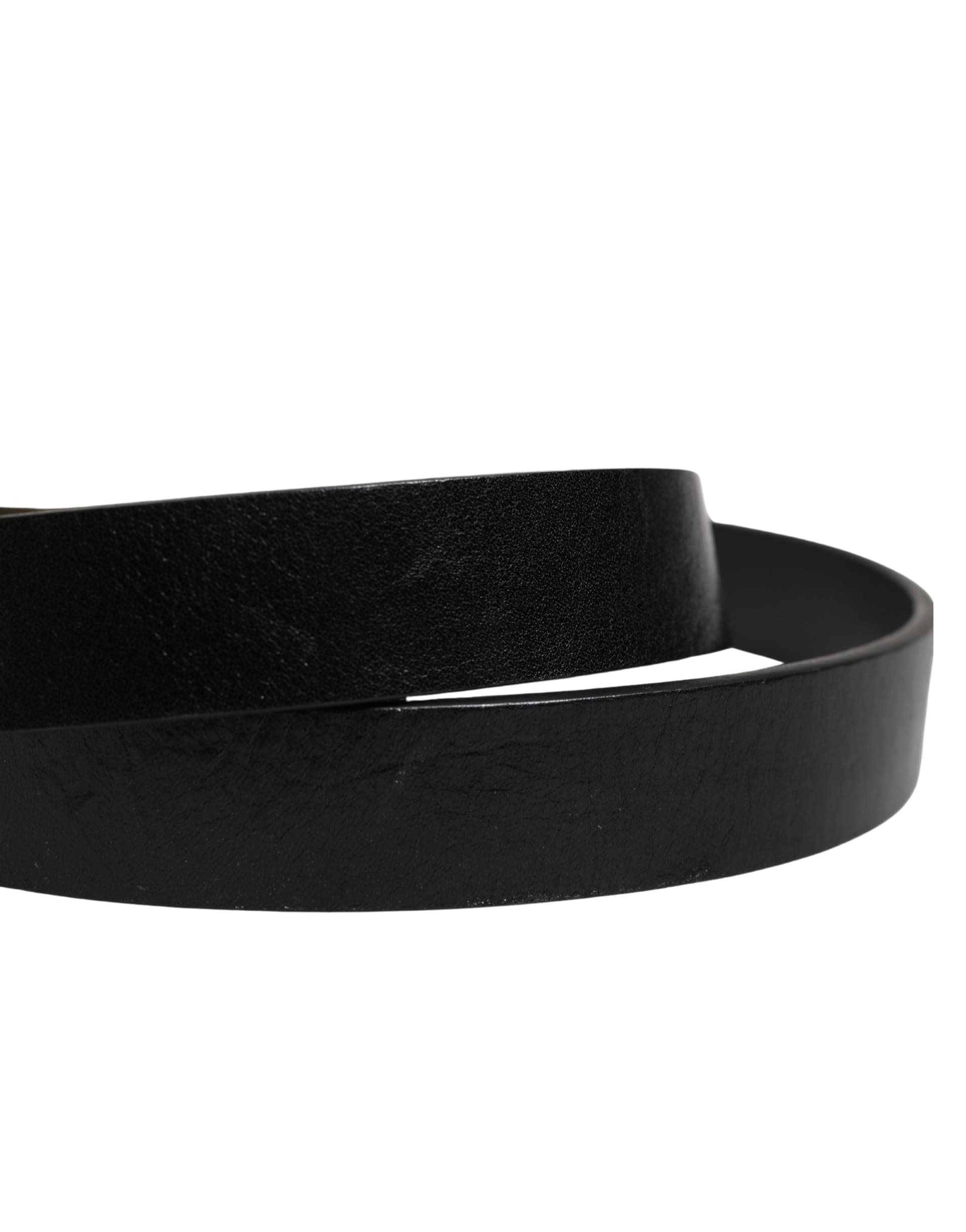 Dolce & Gabbana Men Black Classic Leather Logo Buckle Belt - 5