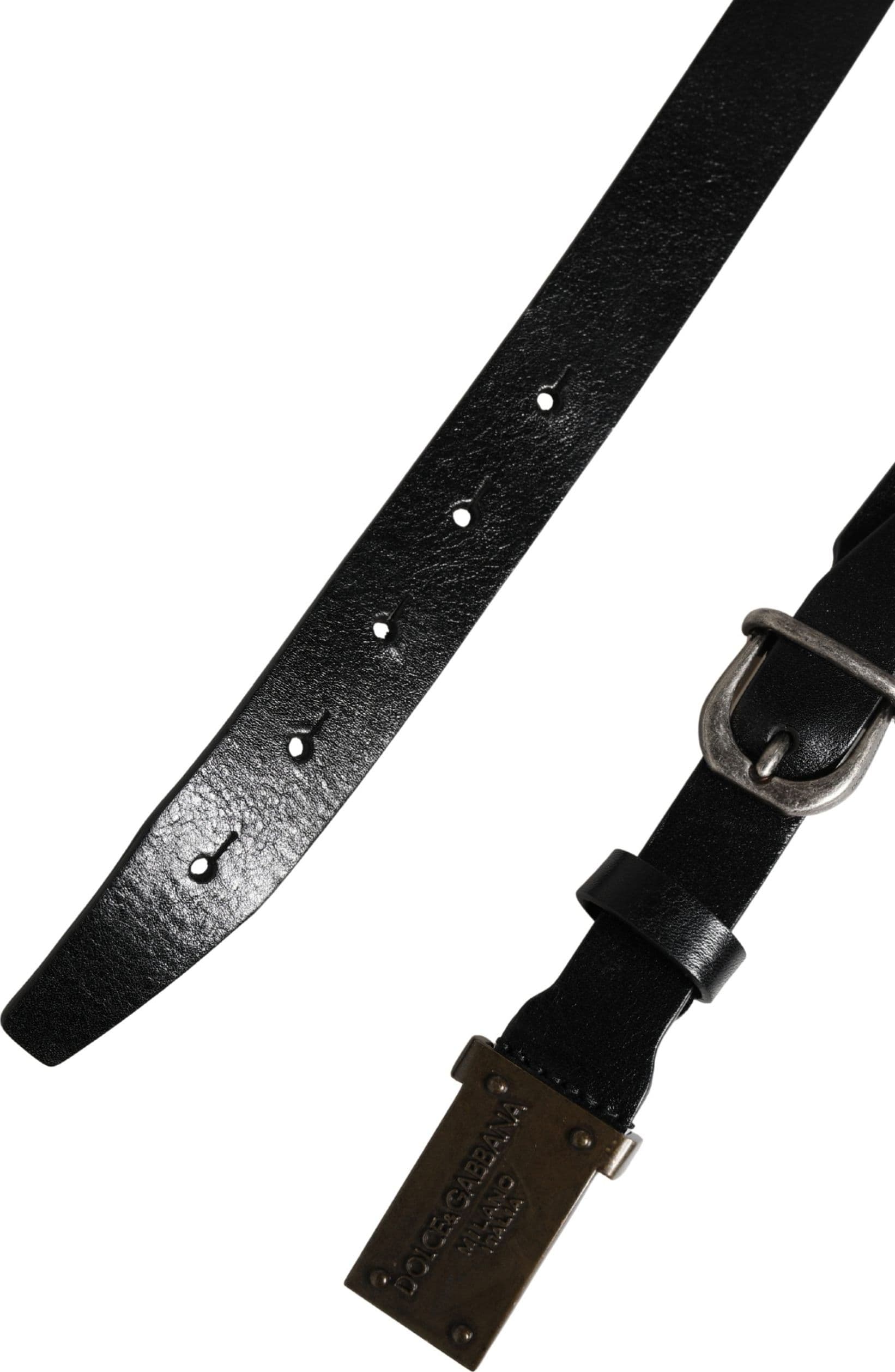 Dolce & Gabbana Men Black Classic Leather Logo Buckle Belt - 7