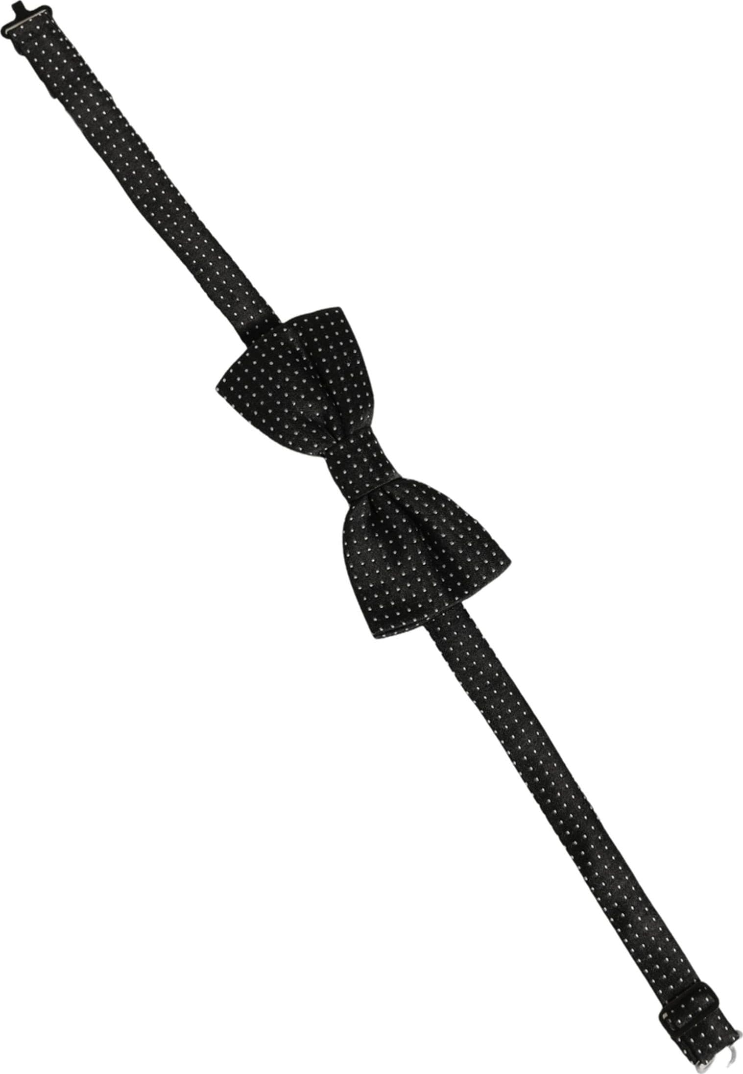 Dolce & Gabbana Men Black White PolkaDot Adjustable Bow Tie - 3