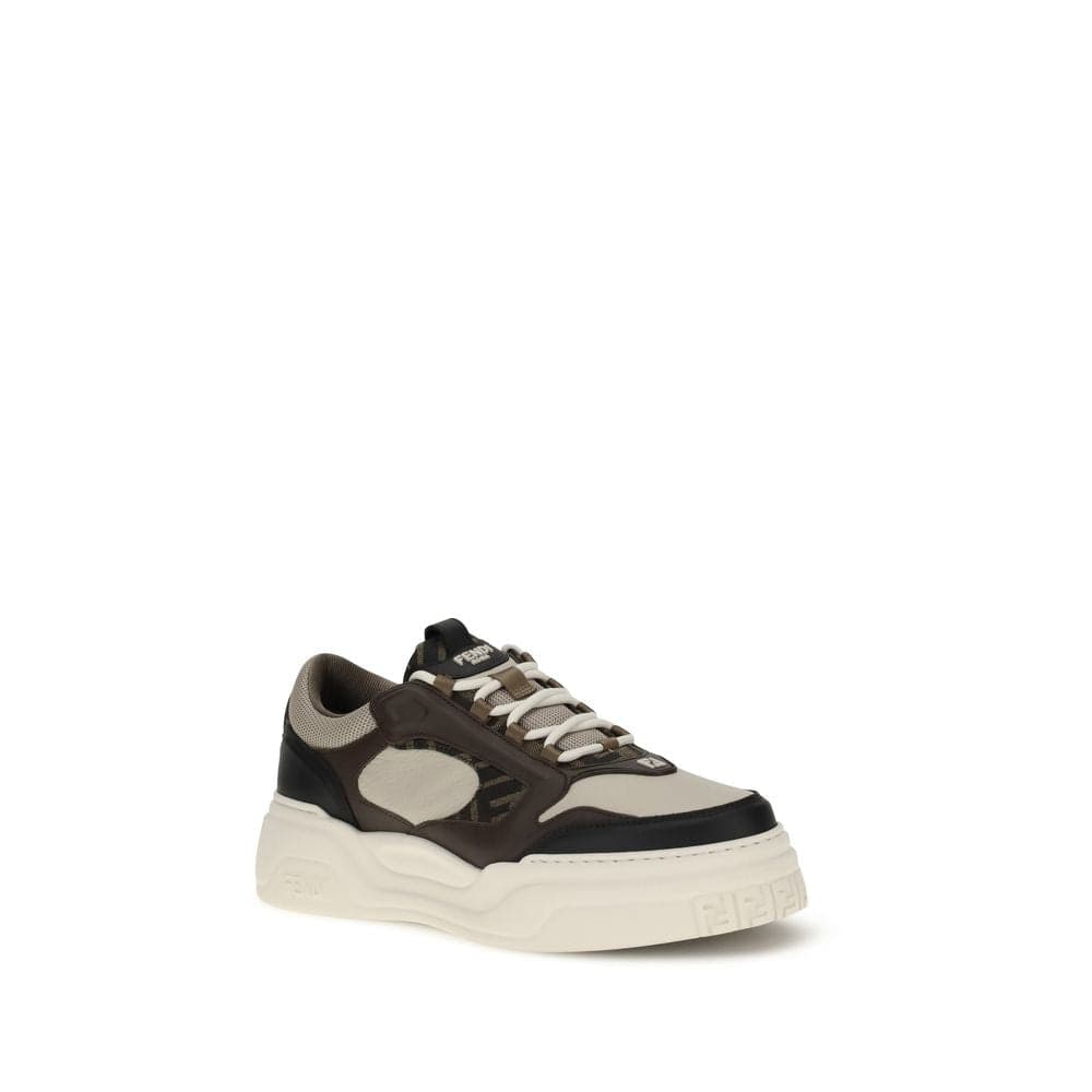 Fendi Black Calf Leather Bos Taurus Chunky Sneakers - 2