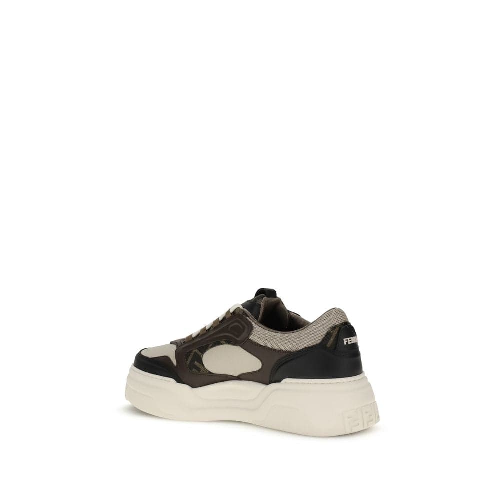 Fendi Black Calf Leather Bos Taurus Chunky Sneakers - 3