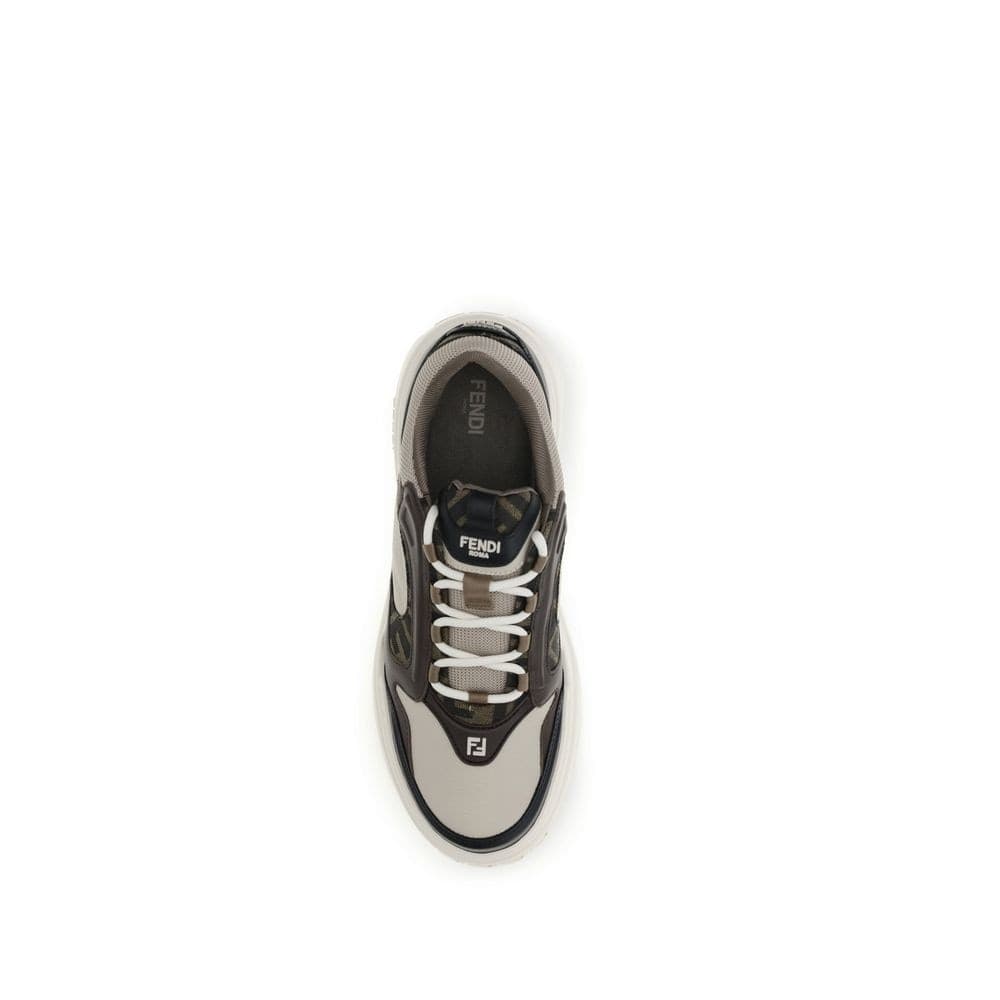 Fendi Black Calf Leather Bos Taurus Chunky Sneakers - 4