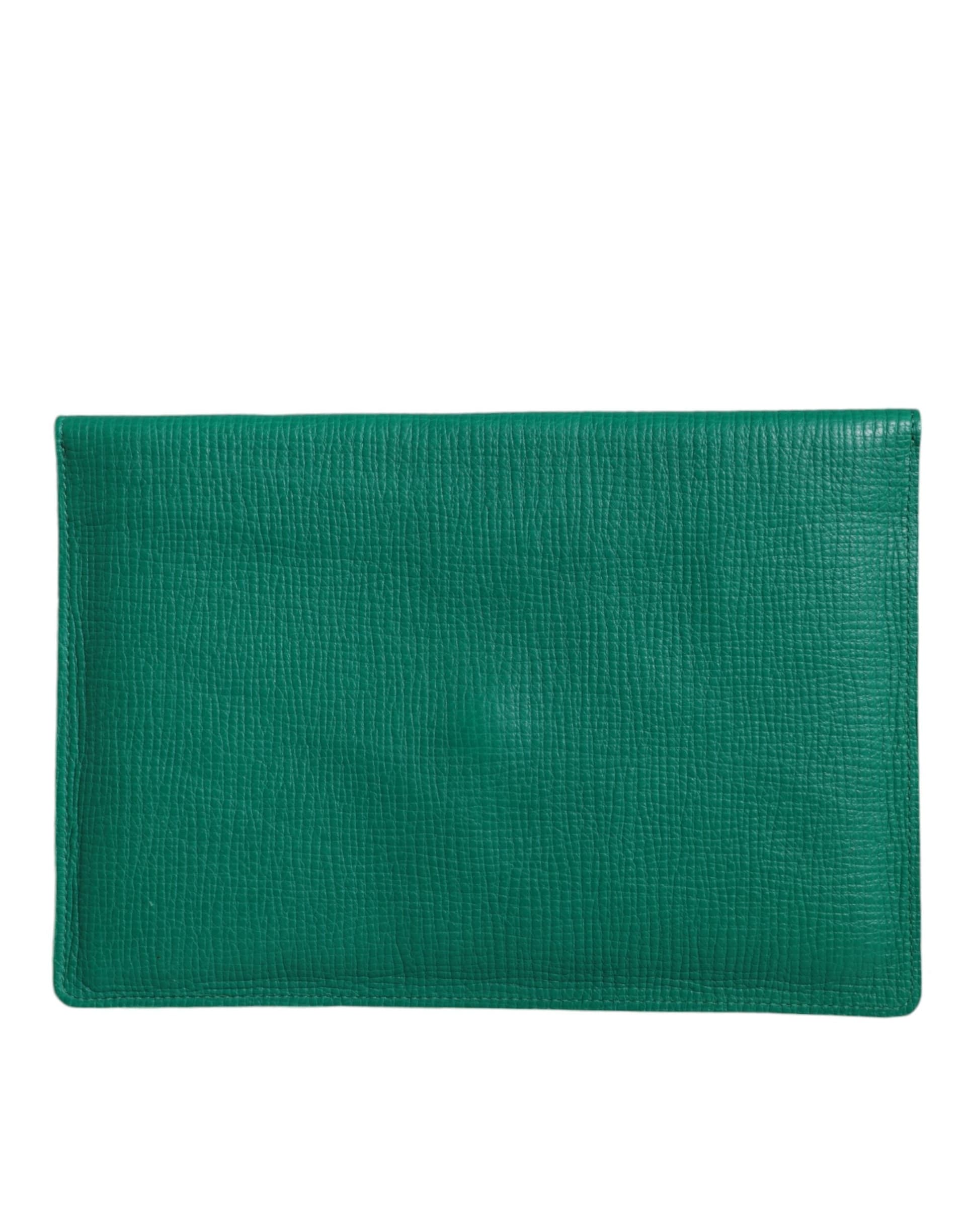 Dolce & Gabbana Green Leather Handbag Clutch Mini Purse Pouch Tablet Case - 3