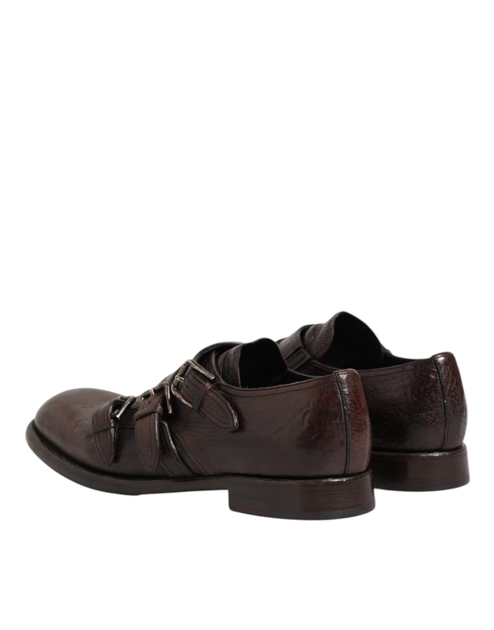 Dolce & Gabbana Brown Leather Monk Strap Formal Derby Shoes - 4