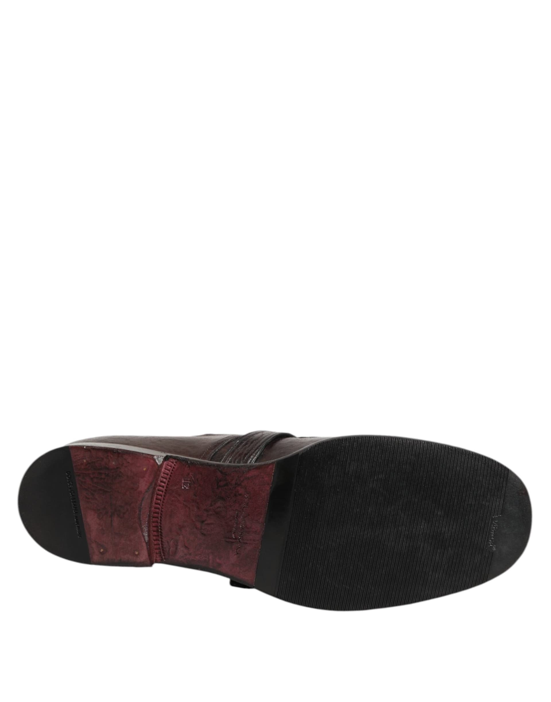 Dolce & Gabbana Brown Leather Monk Strap Formal Derby Shoes - 8