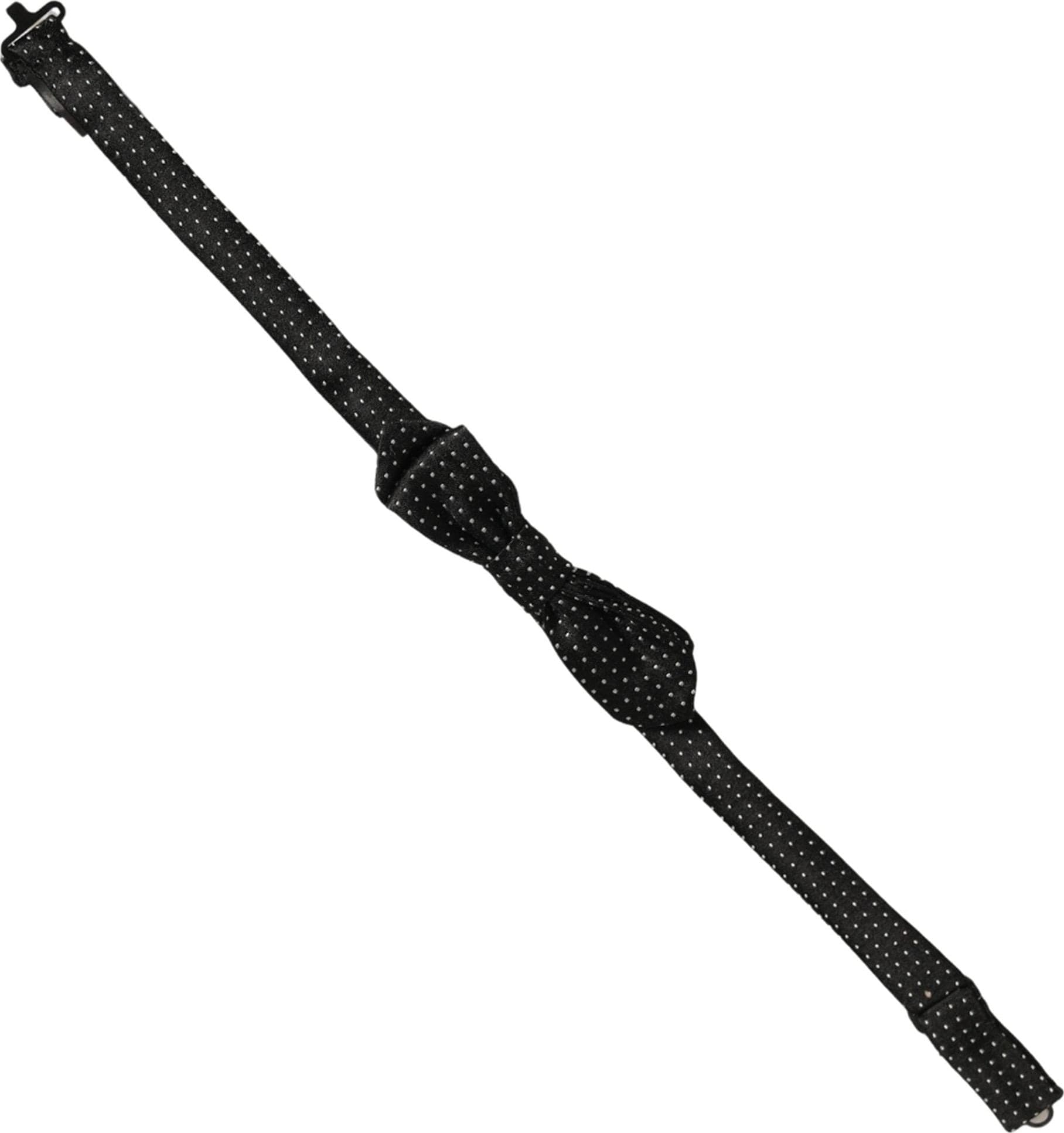 Dolce & Gabbana Black White Polka Dot Adjustable Neck Papillon Bow Tie - 2