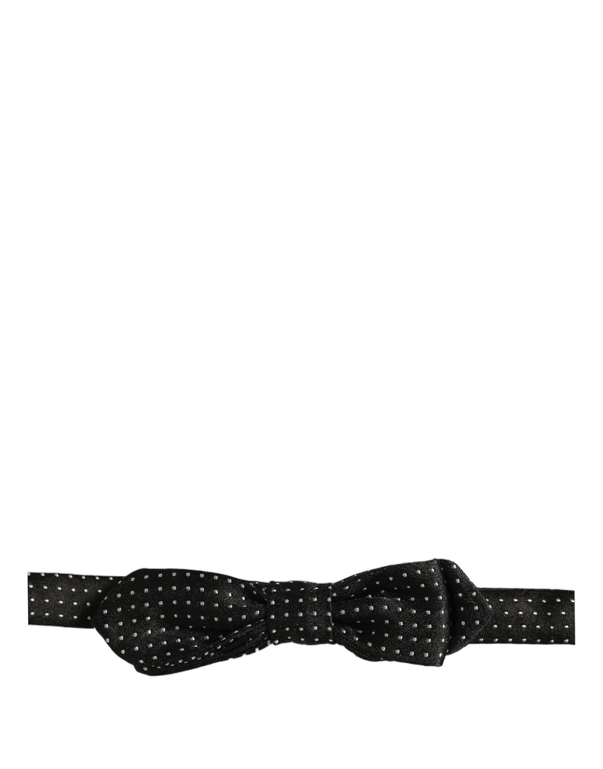 Dolce & Gabbana Black White Polka Dot Adjustable Neck Papillon Bow Tie - 4