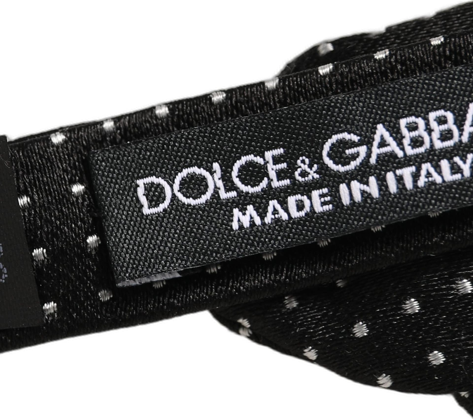 Dolce & Gabbana Black White Polka Dot Adjustable Neck Papillon Bow Tie - 5