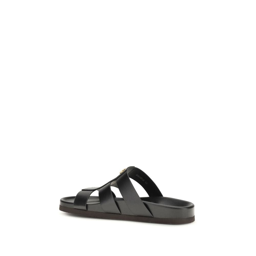 Valentino Garavani Black Calf Leather Bos Taurus Sandals - 3
