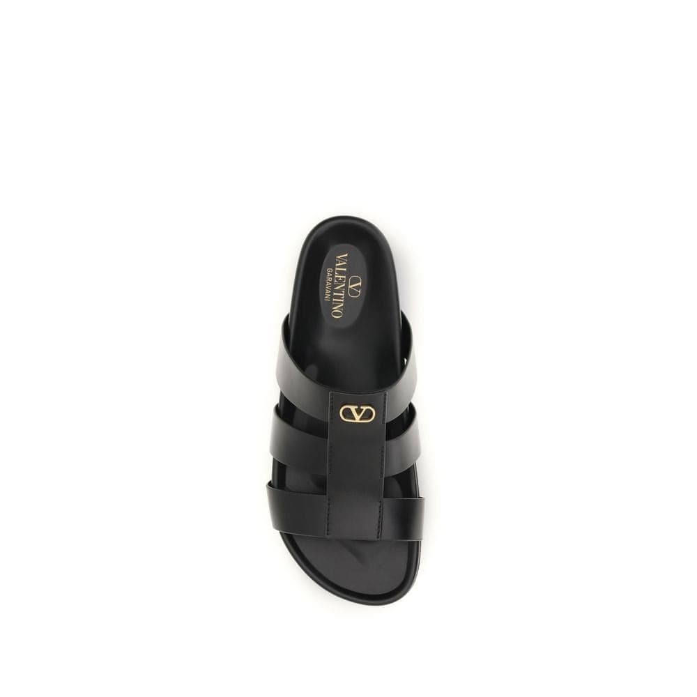 Valentino Garavani Black Calf Leather Bos Taurus Sandals - 4