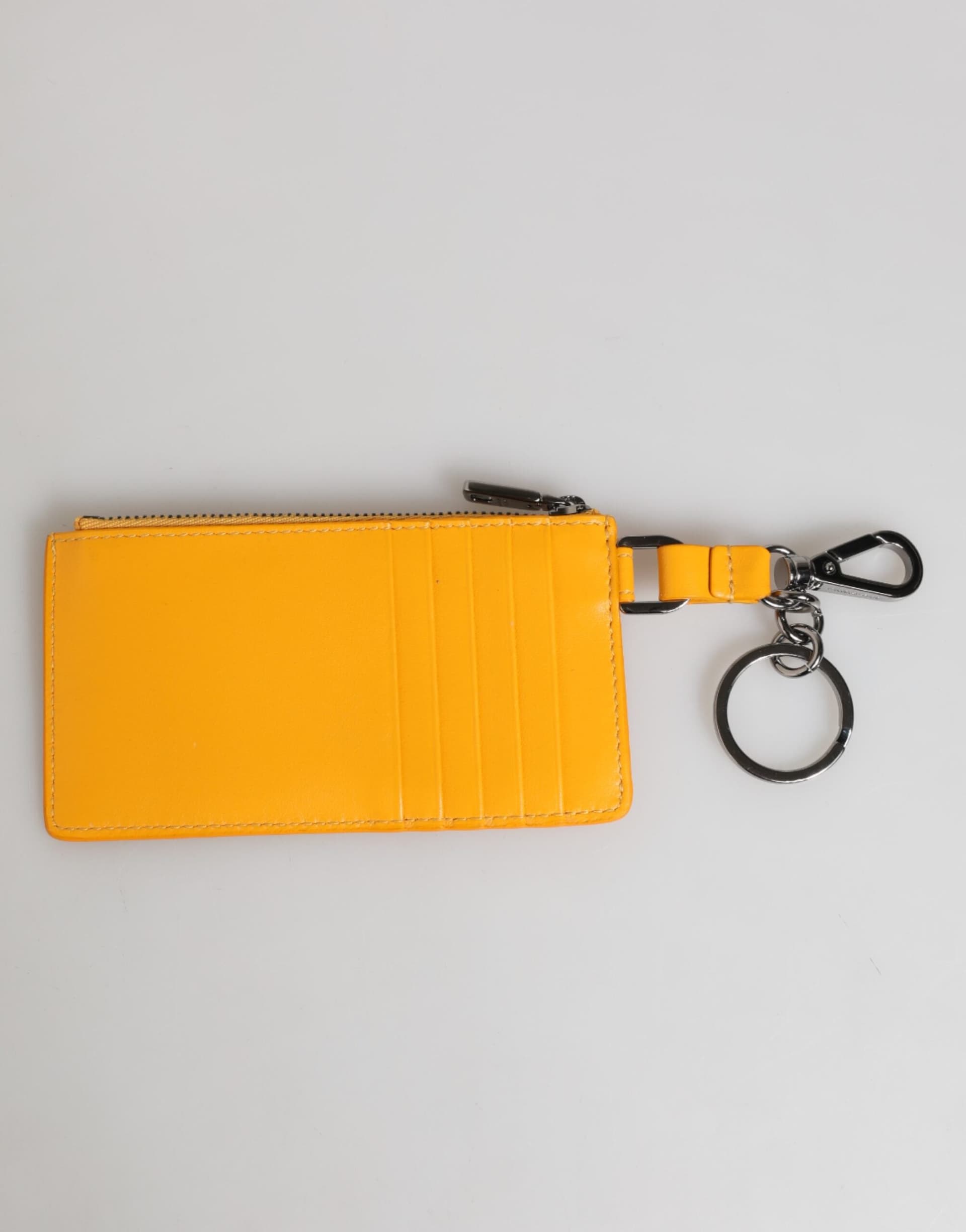 Dolce & Gabbana Yellow Orange Leather Credit Card Key Holder Clip On Wallet - 6