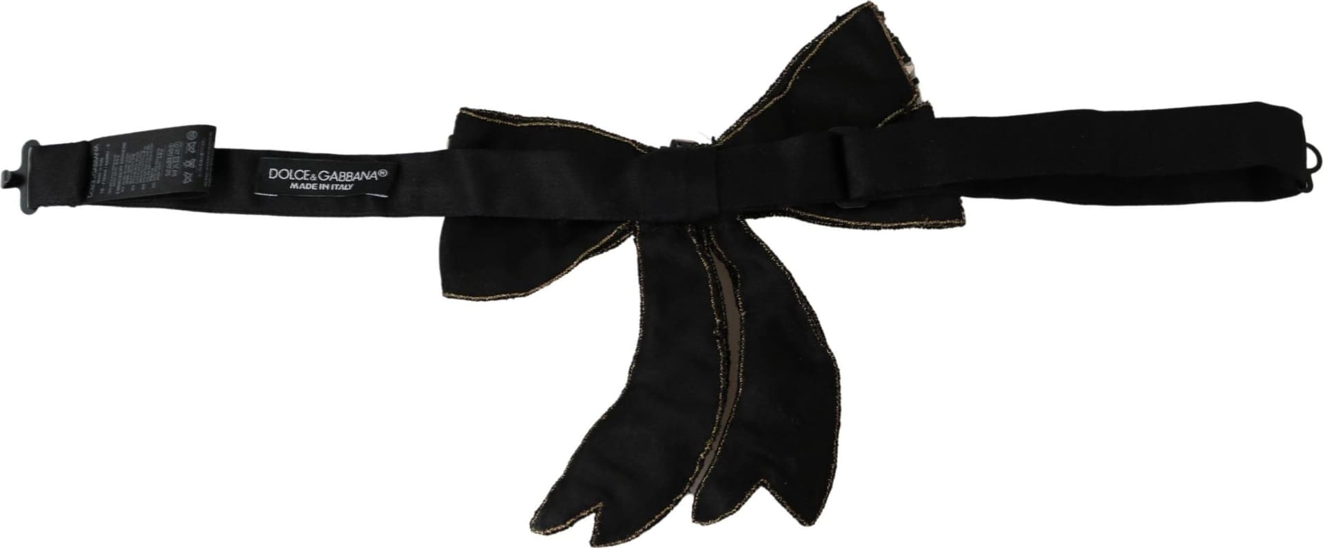 Dolce & Gabbana Gold Tone Silk Rhinestone Embellished Women Bowtie - 2