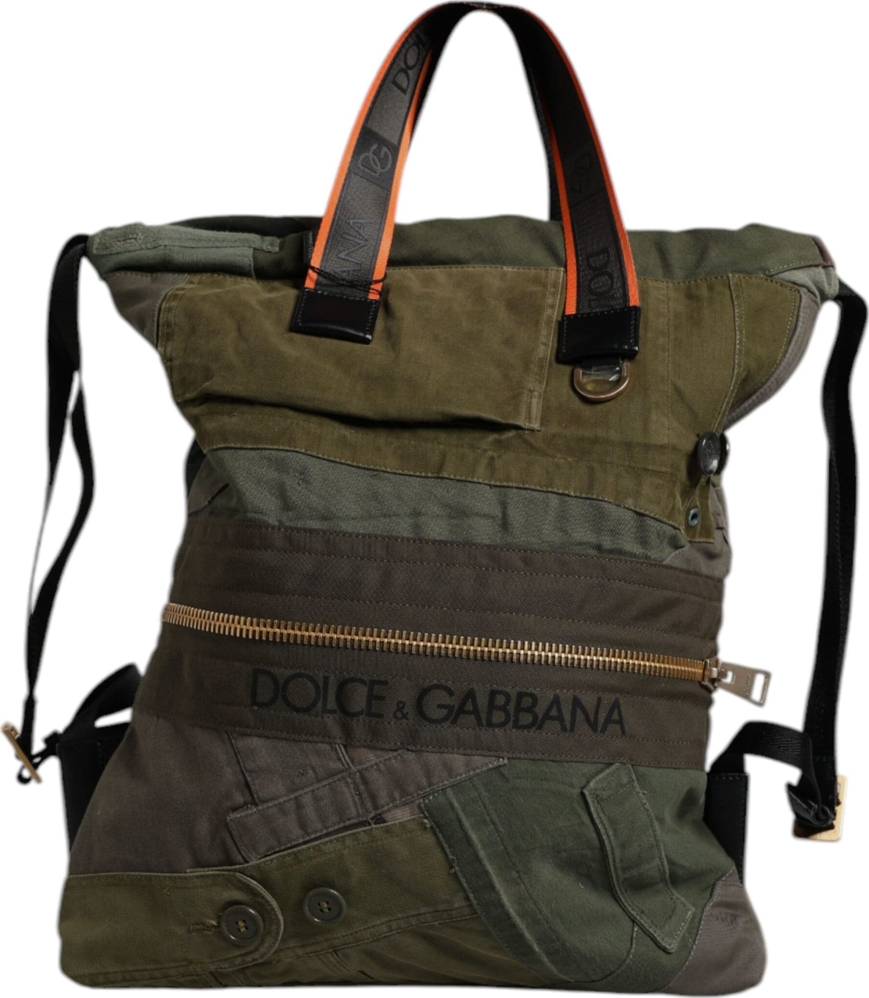 Dolce & Gabbana Military Green Patchwork Rucksack Backpack Bag - 4