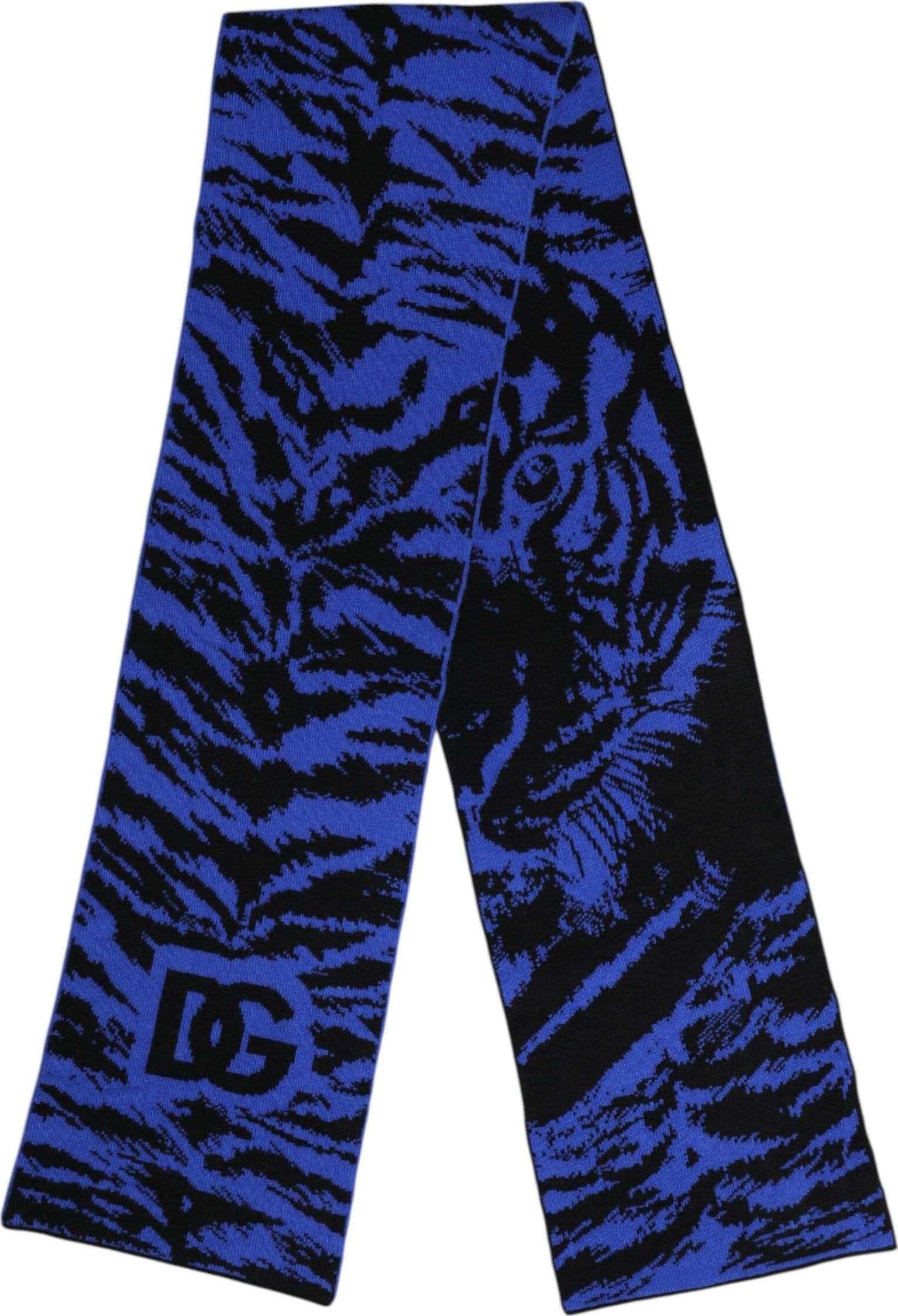 Dolce & Gabbana Blue Black Logo Neck Warmer Wrap Shawl Scarf - 3