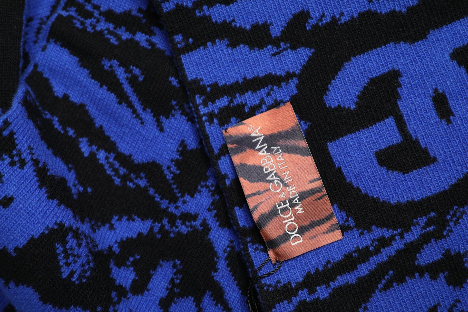 Dolce & Gabbana Blue Black Logo Neck Warmer Wrap Shawl Scarf - 5