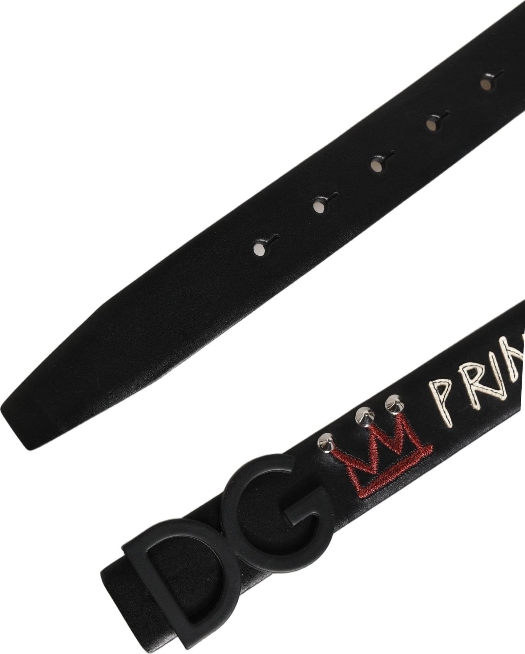 Dolce & Gabbana Black Leather Prince Crown Logo Buckle Belt - 2