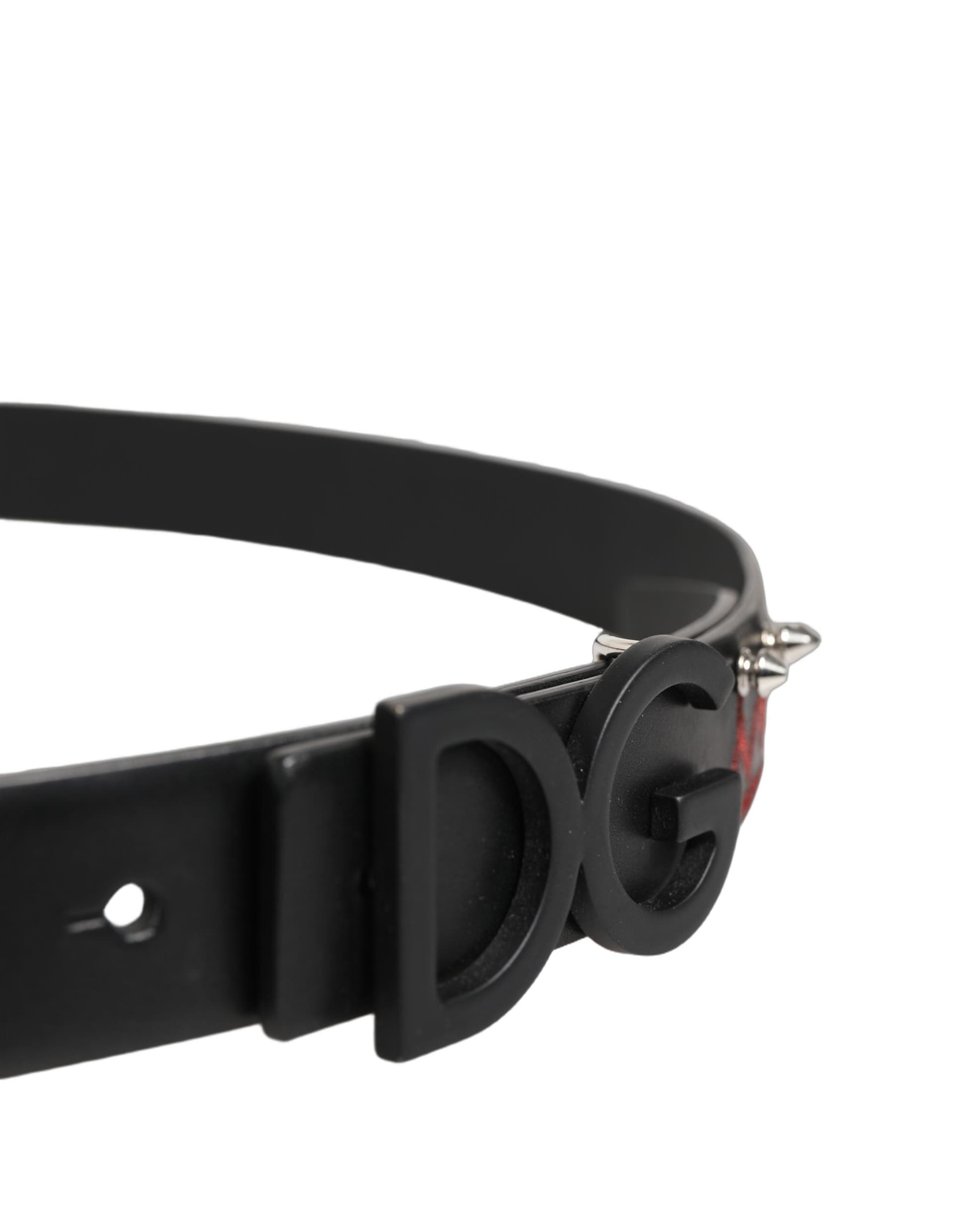 Dolce & Gabbana Black Leather Prince Crown Logo Buckle Belt - 6