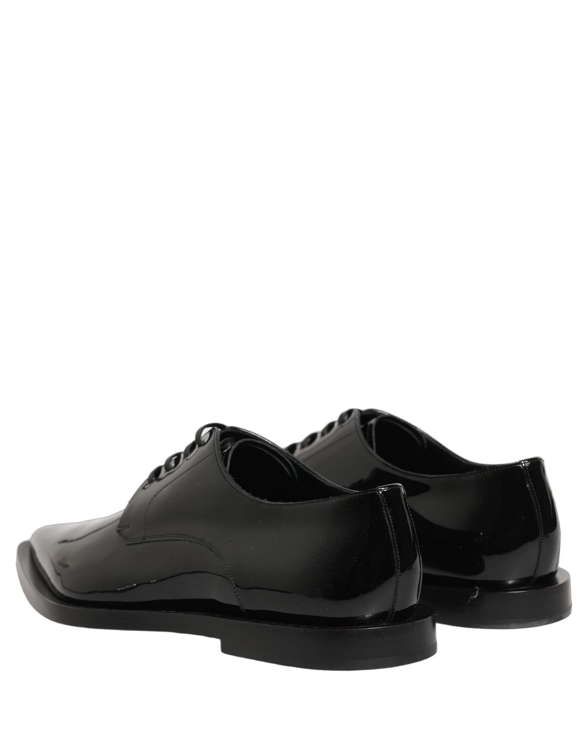 Dolce & Gabbana Black Leather Men Derby Dress Formal Shoes - 7