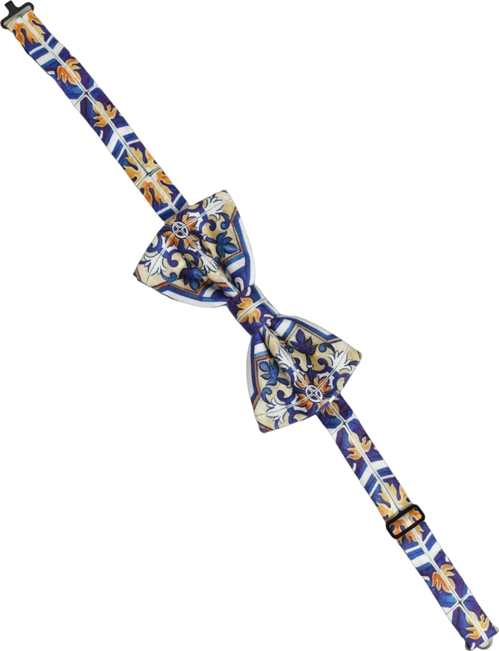 Dolce & Gabbana Men Multicolor Majolica Adjustable Neck Papillon Bow Tie - 2