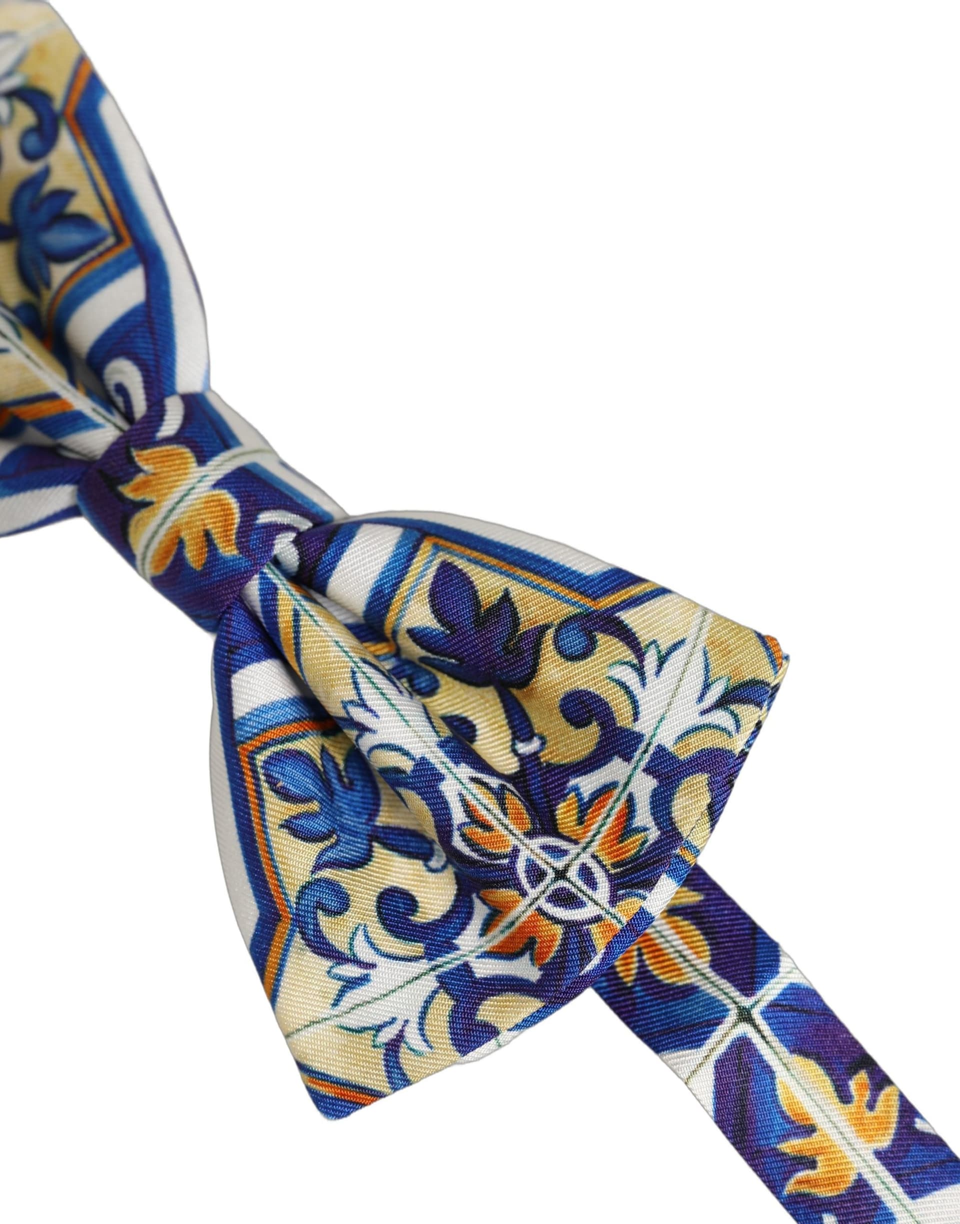 Dolce & Gabbana Men Multicolor Majolica Adjustable Neck Papillon Bow Tie - 3